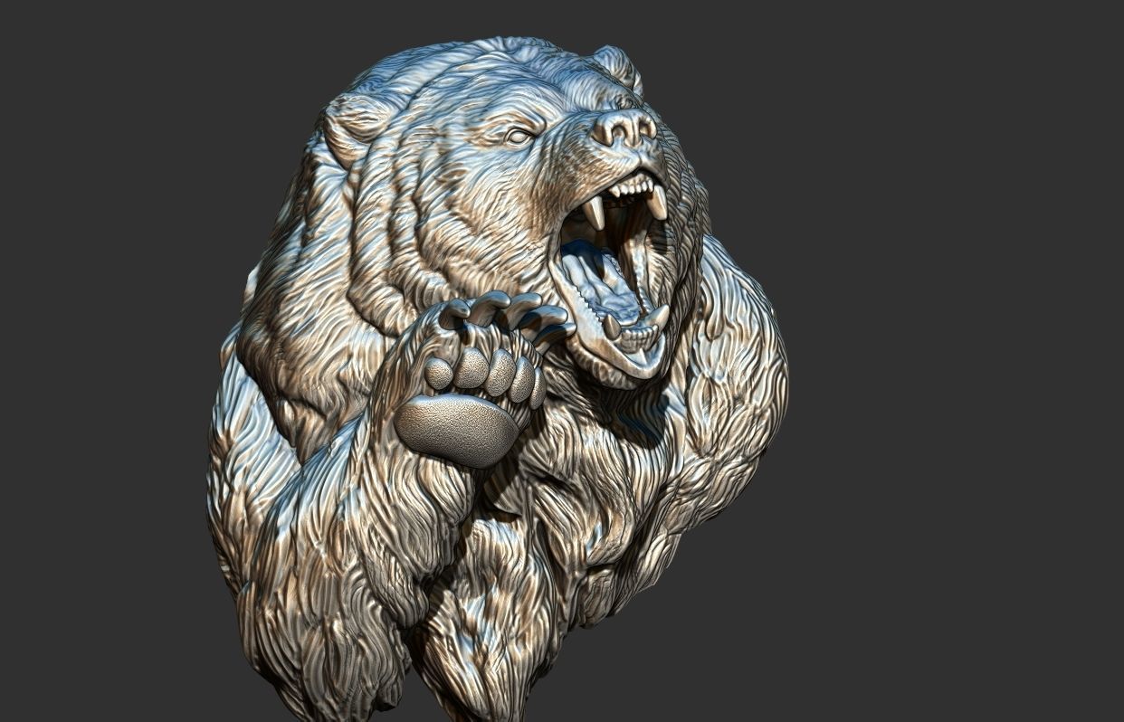 Bear Attack Pendant 3D print model_18