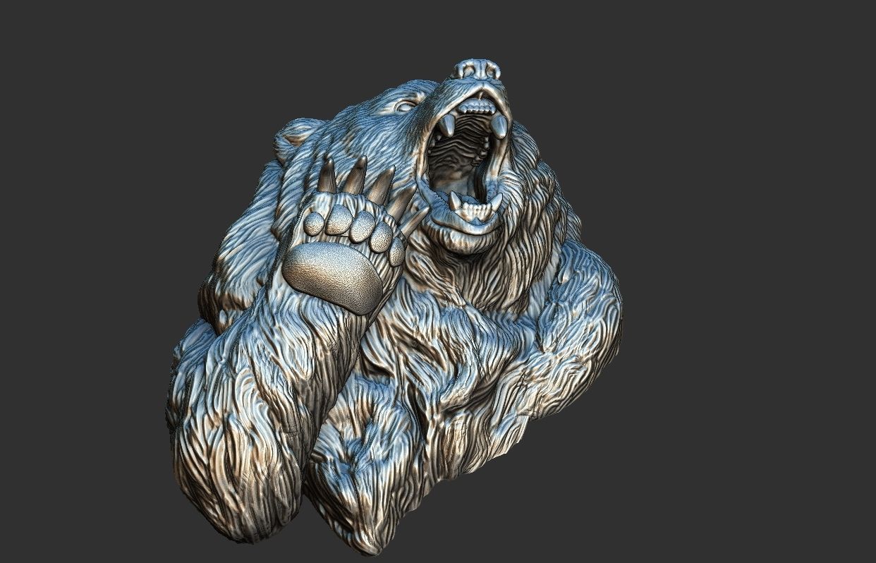 Bear Attack Pendant 3D print model_17