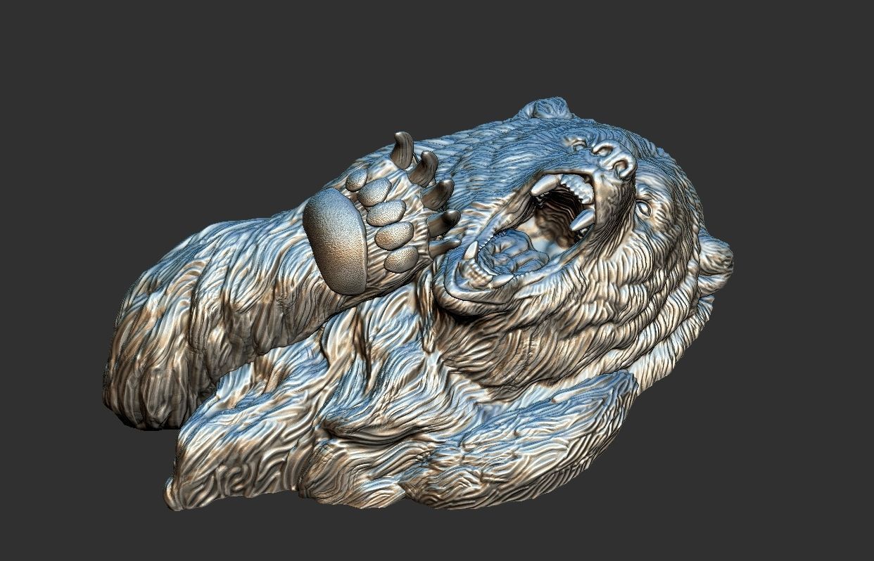 Bear Attack Pendant 3D print model_10