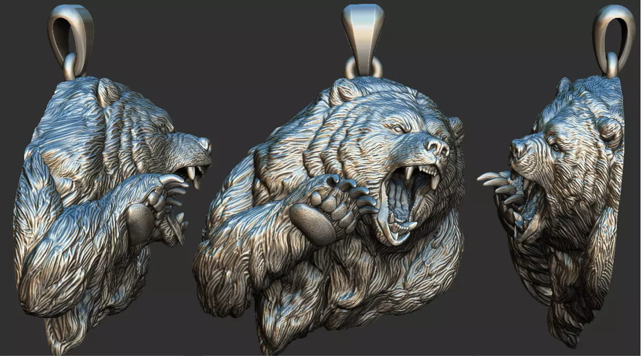 Bear Attack Pendant 3D print model_0