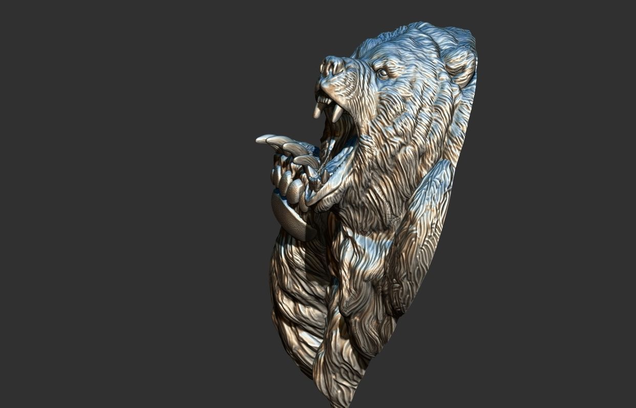Bear Attack Pendant 3D print model_21
