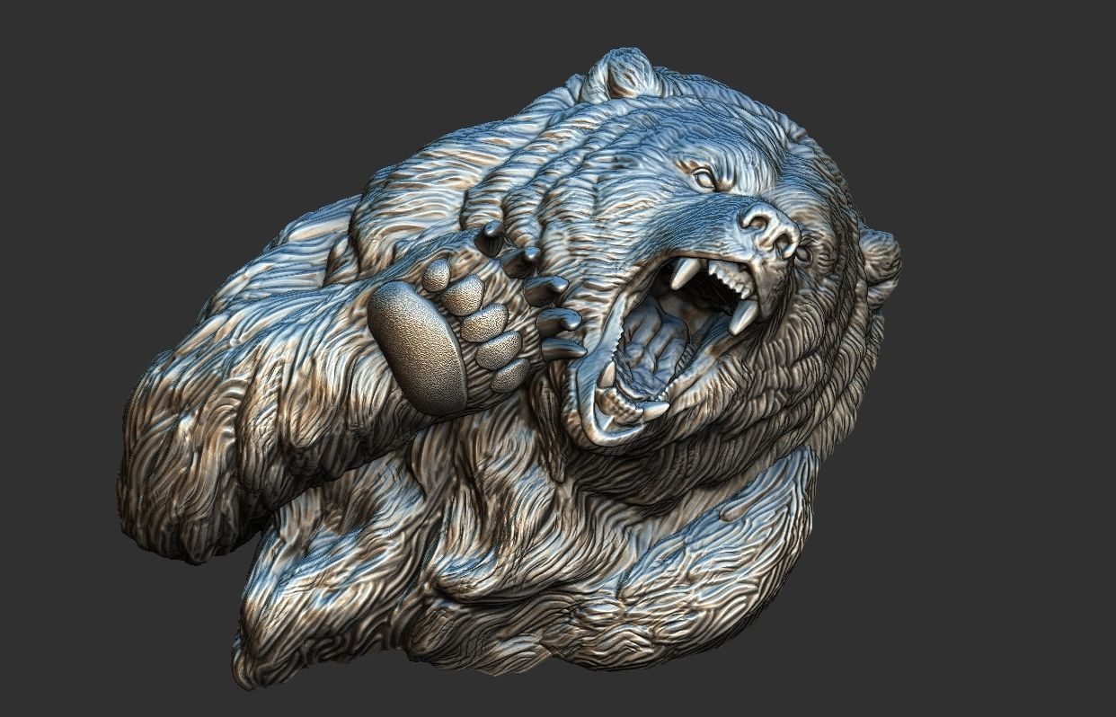 Bear Attack Pendant 3D print model_5