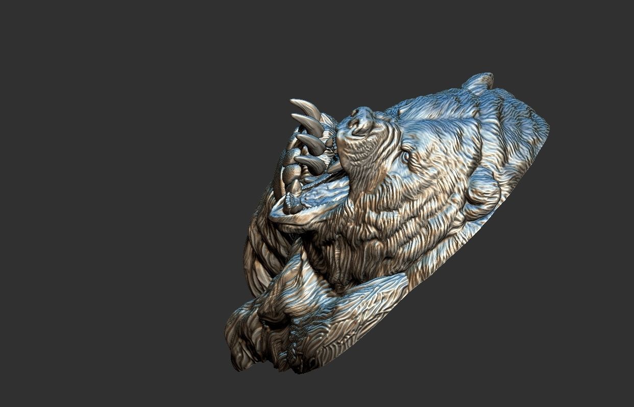 Bear Attack Pendant 3D print model_11
