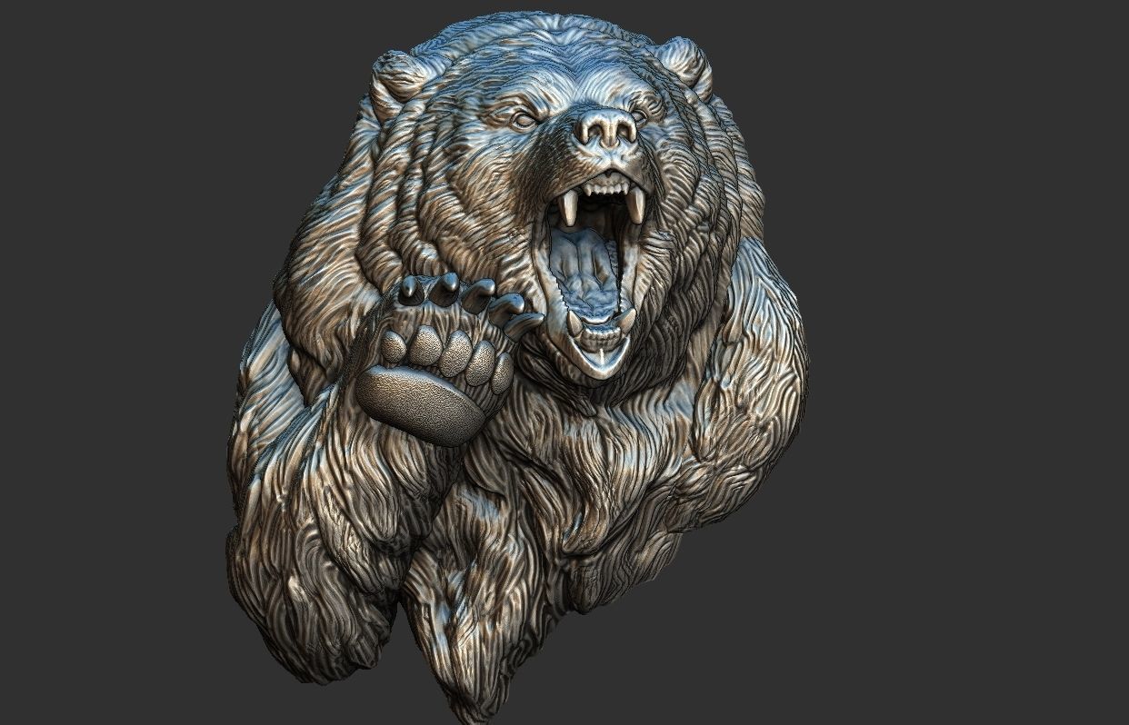 Bear Attack Pendant 3D print model_16