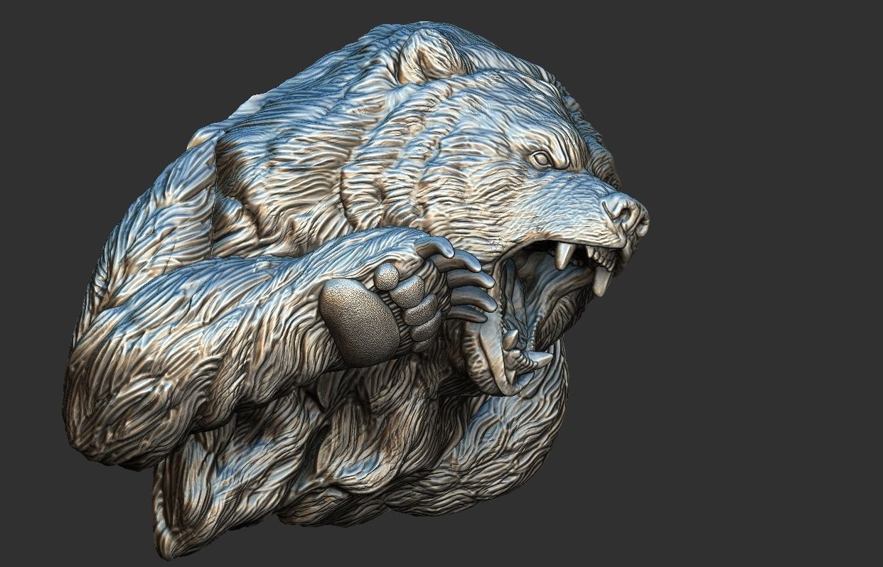 Bear Attack Pendant 3D print model_4