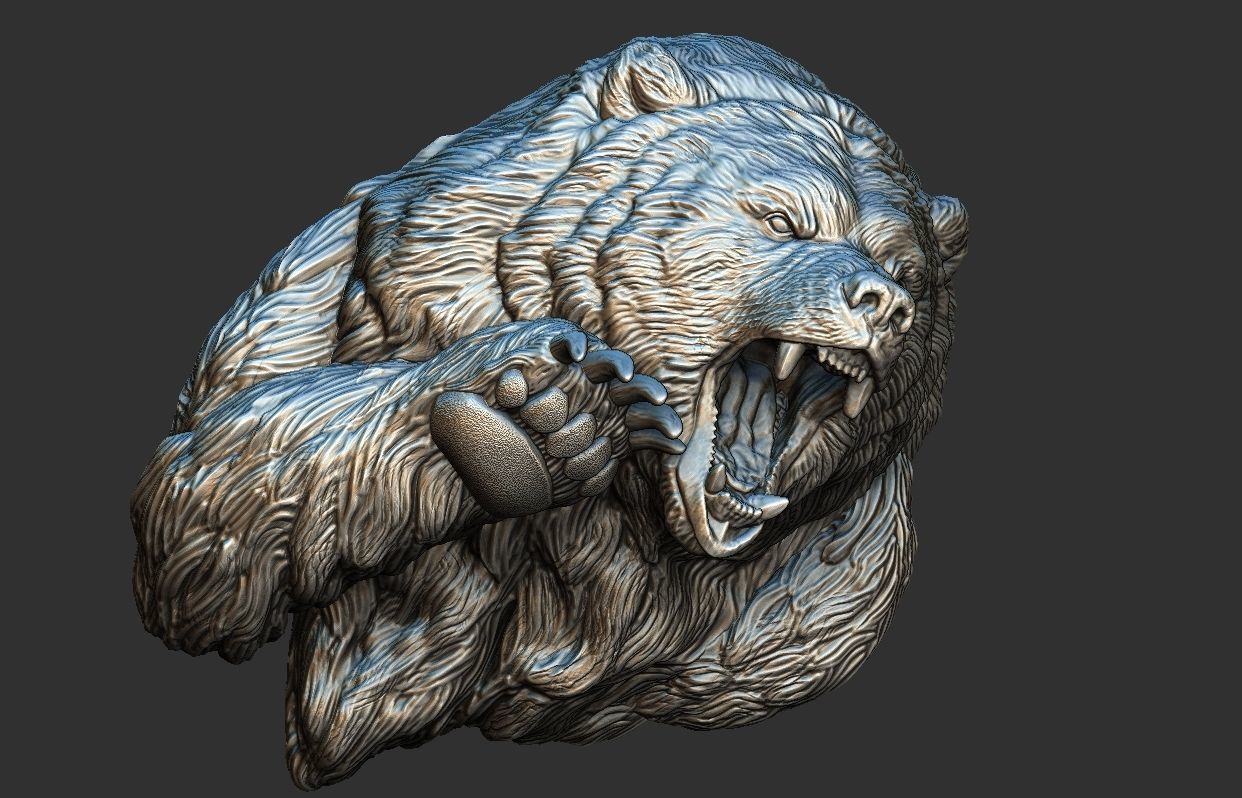 Bear Attack Pendant 3D print model_3