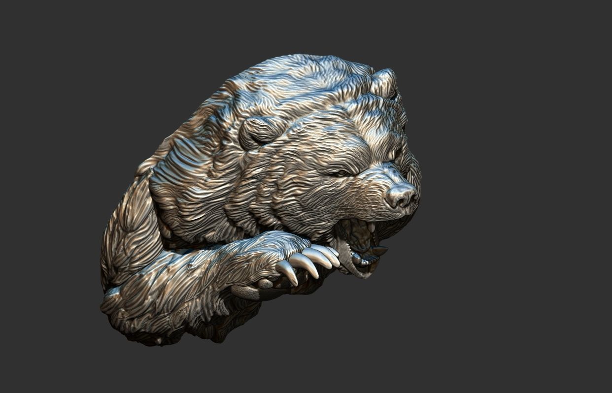Bear Attack Pendant 3D print model_23