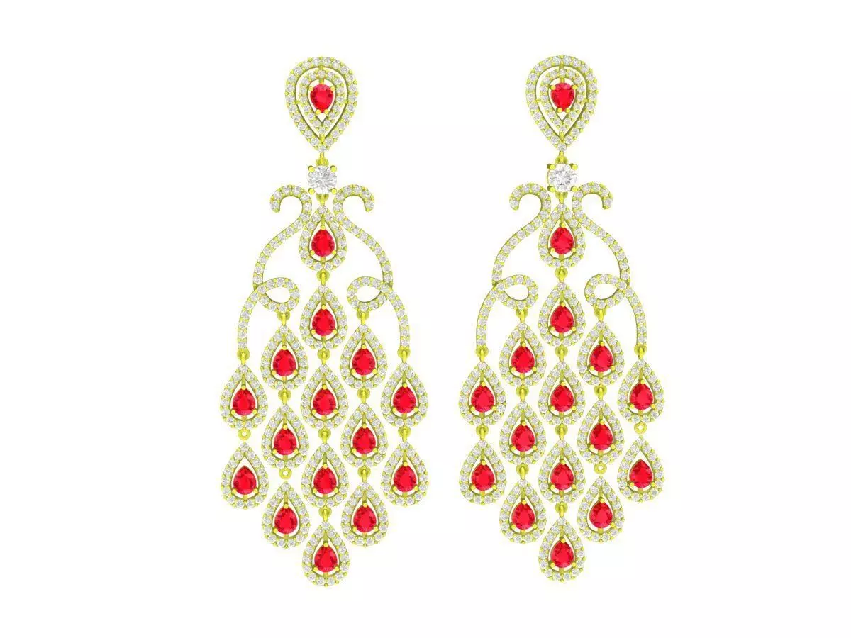 Luxury Chandelier Earrings Jewelry 3D Model for Gemstone Se 5835 3D print model