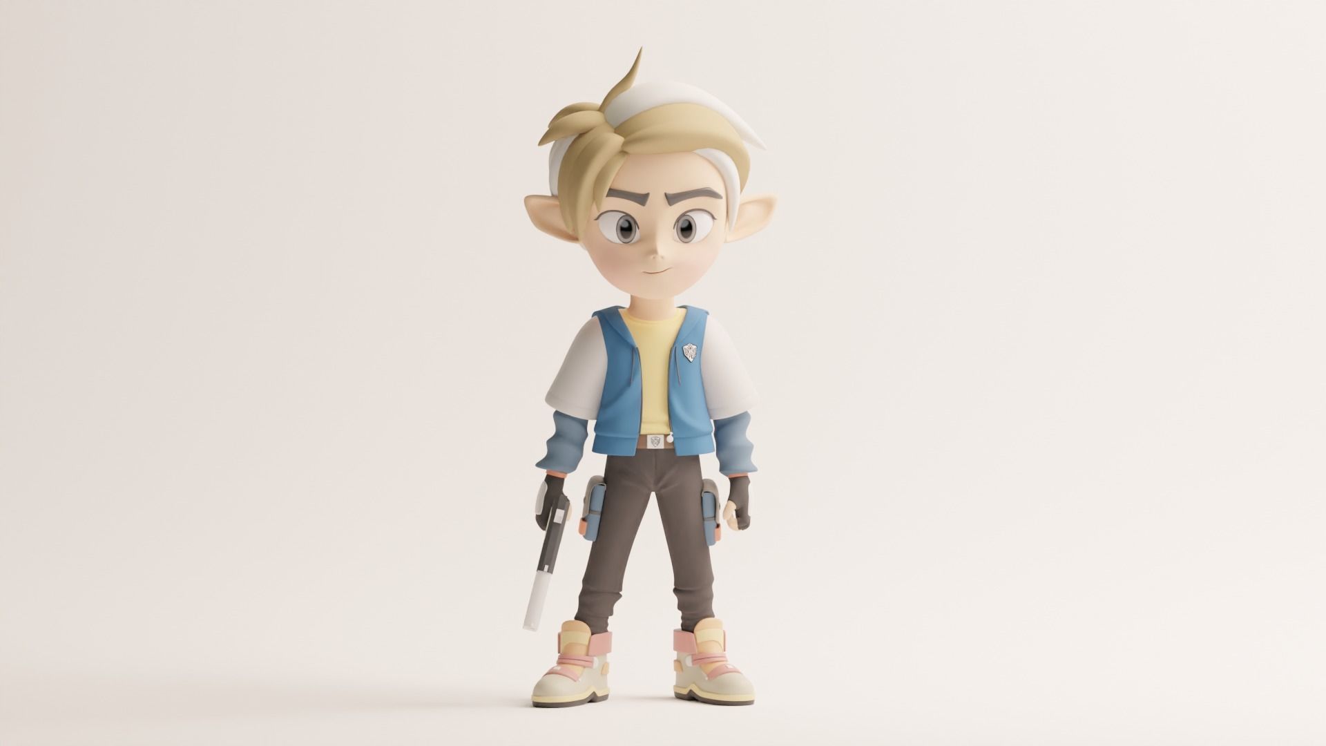 Half Human-Elf Character with Disney-Pixar Animation Style 3D model_1