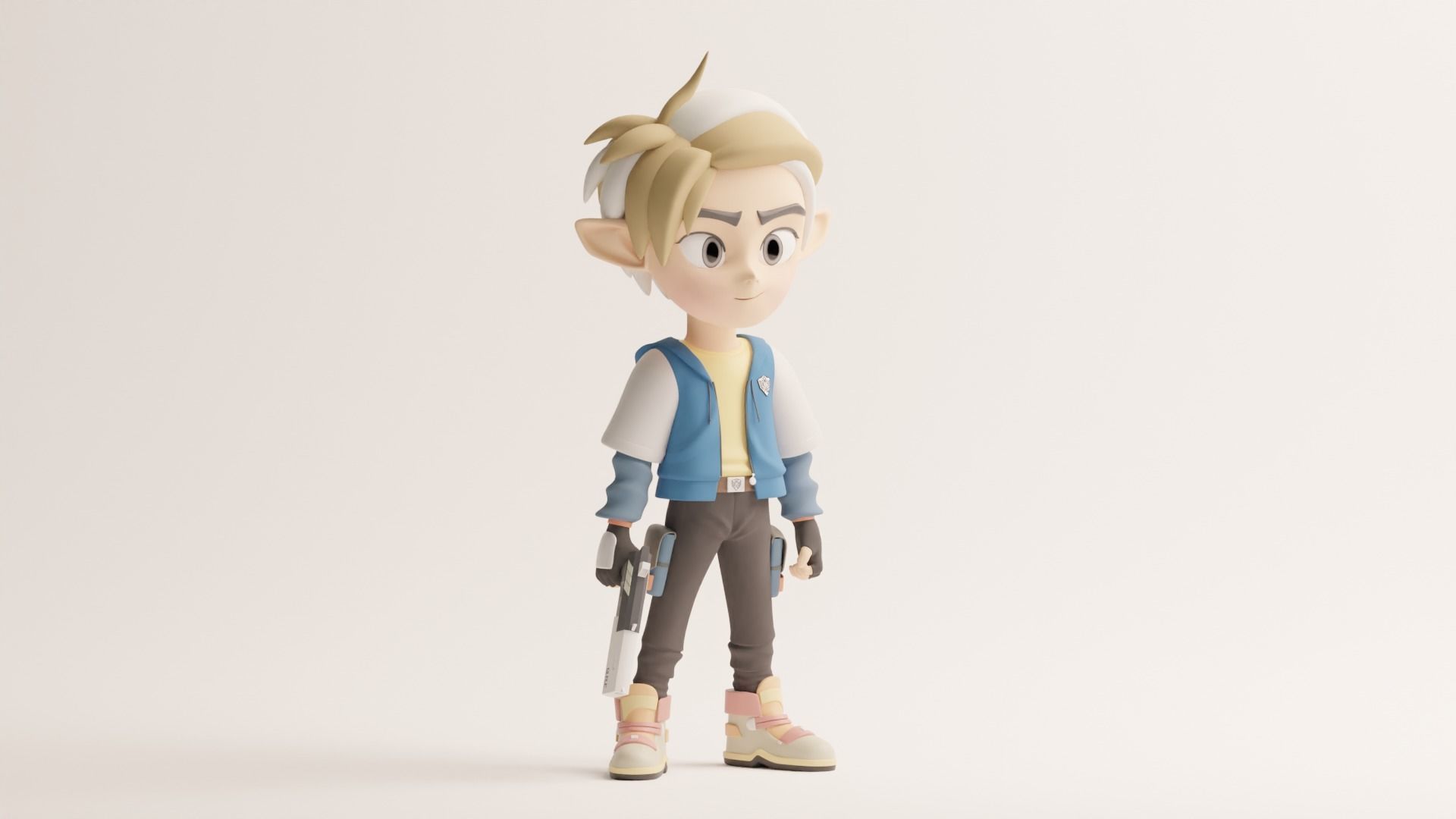 Half Human-Elf Character with Disney-Pixar Animation Style 3D model_2