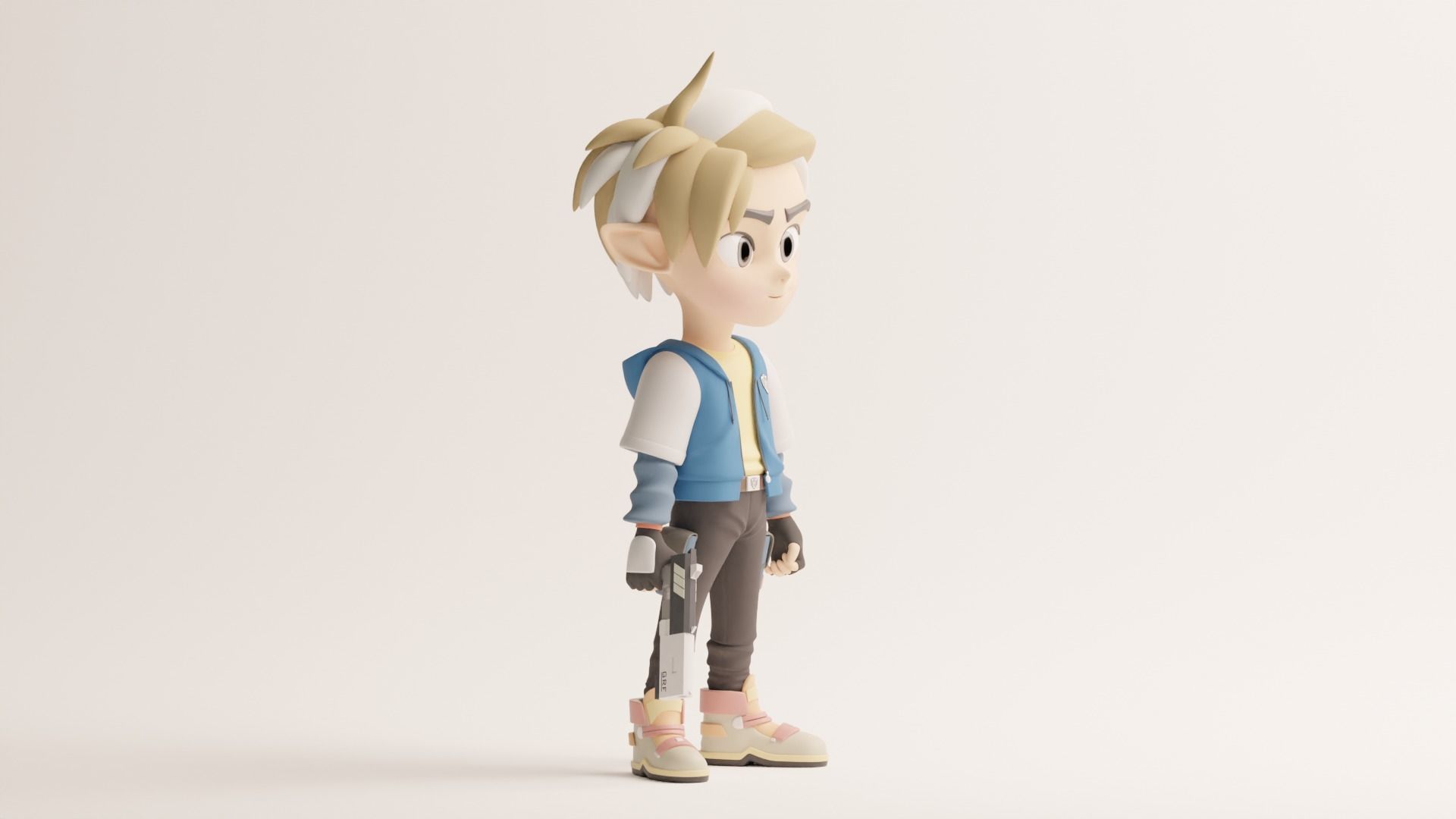 Half Human-Elf Character with Disney-Pixar Animation Style 3D model_3