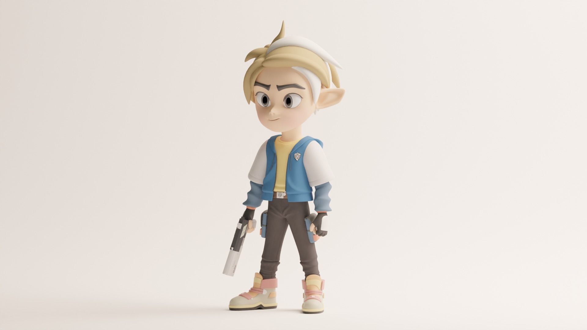 Half Human-Elf Character with Disney-Pixar Animation Style 3D model_4