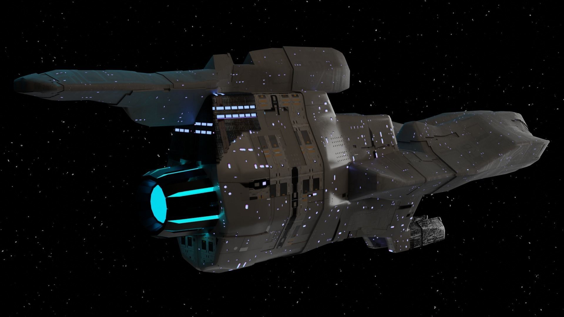 Star Ship Low-poly 3D model_4