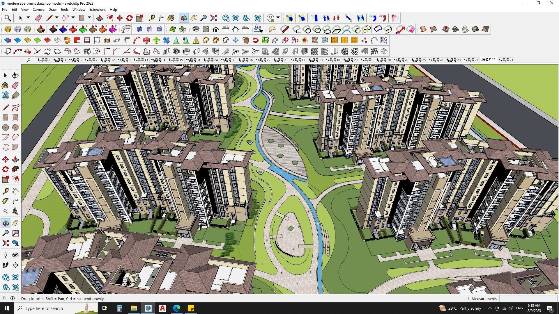 16 APARTMENT BUILDINGS AROUND LANDSCAPE 3D MODEL 3D model_17