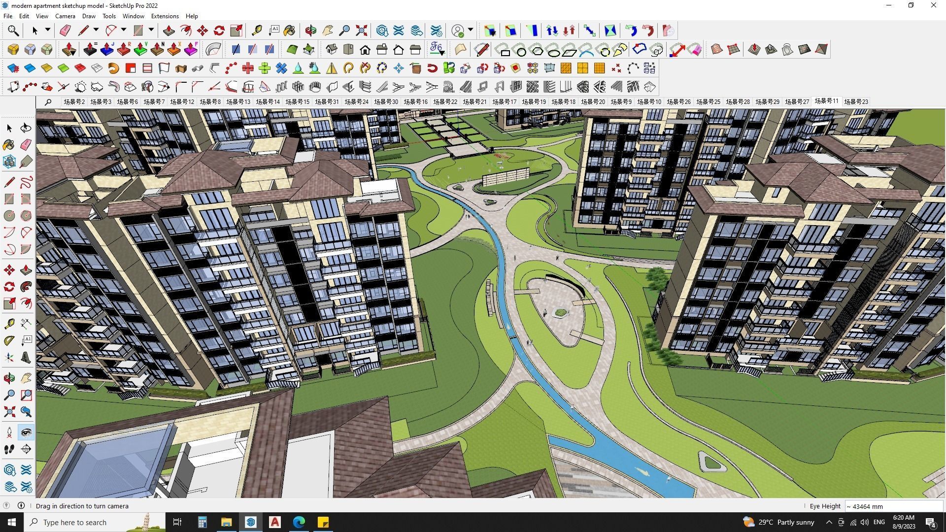 16 APARTMENT BUILDINGS AROUND LANDSCAPE 3D MODEL 3D model_15