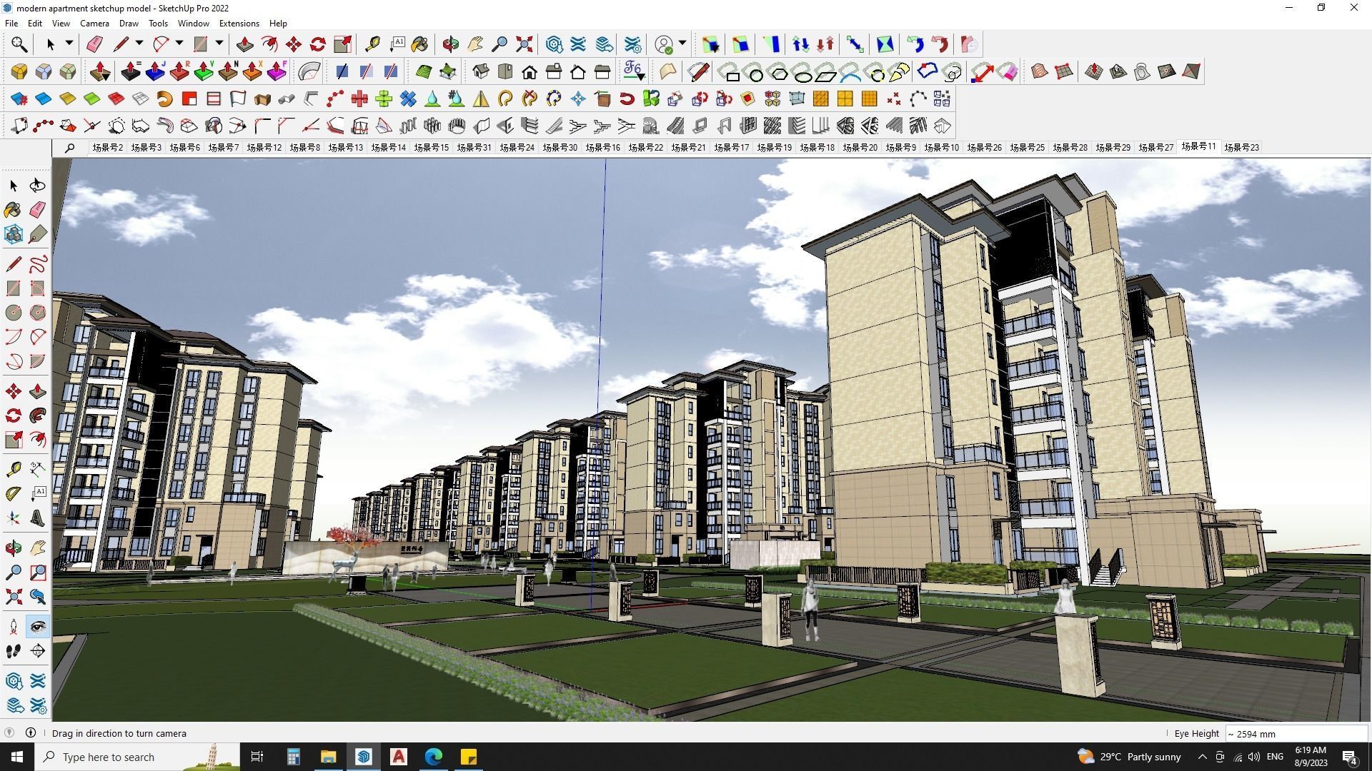 16 APARTMENT BUILDINGS AROUND LANDSCAPE 3D MODEL 3D model_3