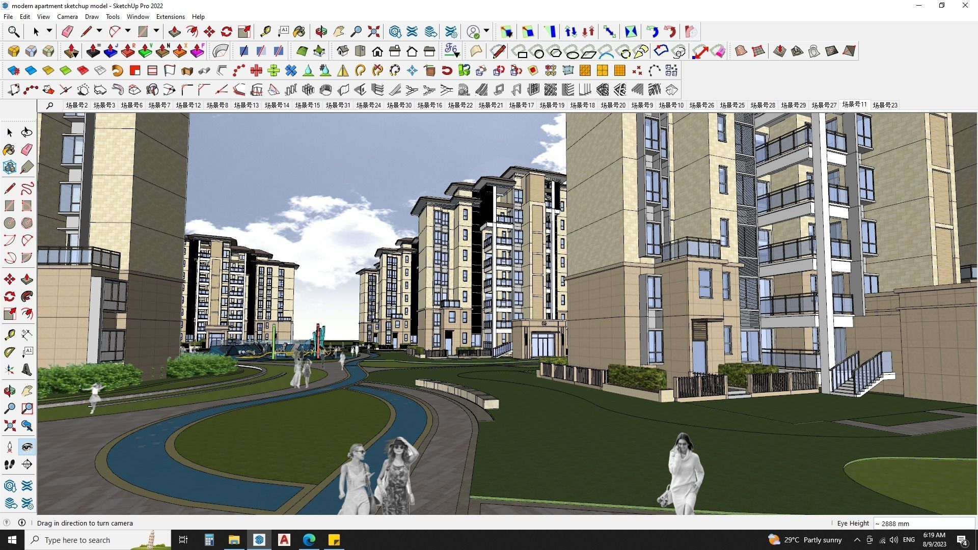 16 APARTMENT BUILDINGS AROUND LANDSCAPE 3D MODEL 3D model_6