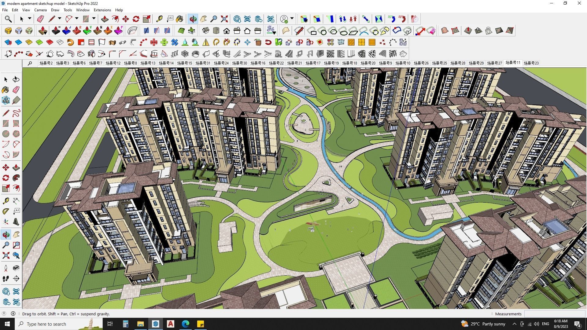 16 APARTMENT BUILDINGS AROUND LANDSCAPE 3D MODEL 3D model_12