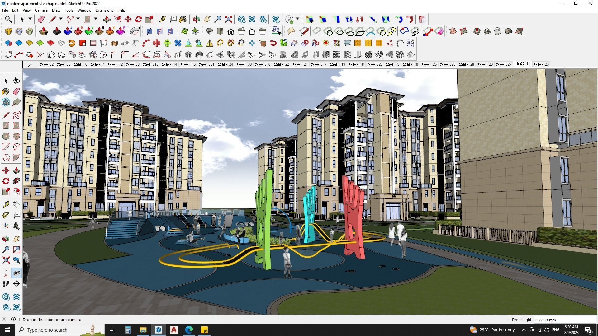 16 APARTMENT BUILDINGS AROUND LANDSCAPE 3D MODEL 3D model_7