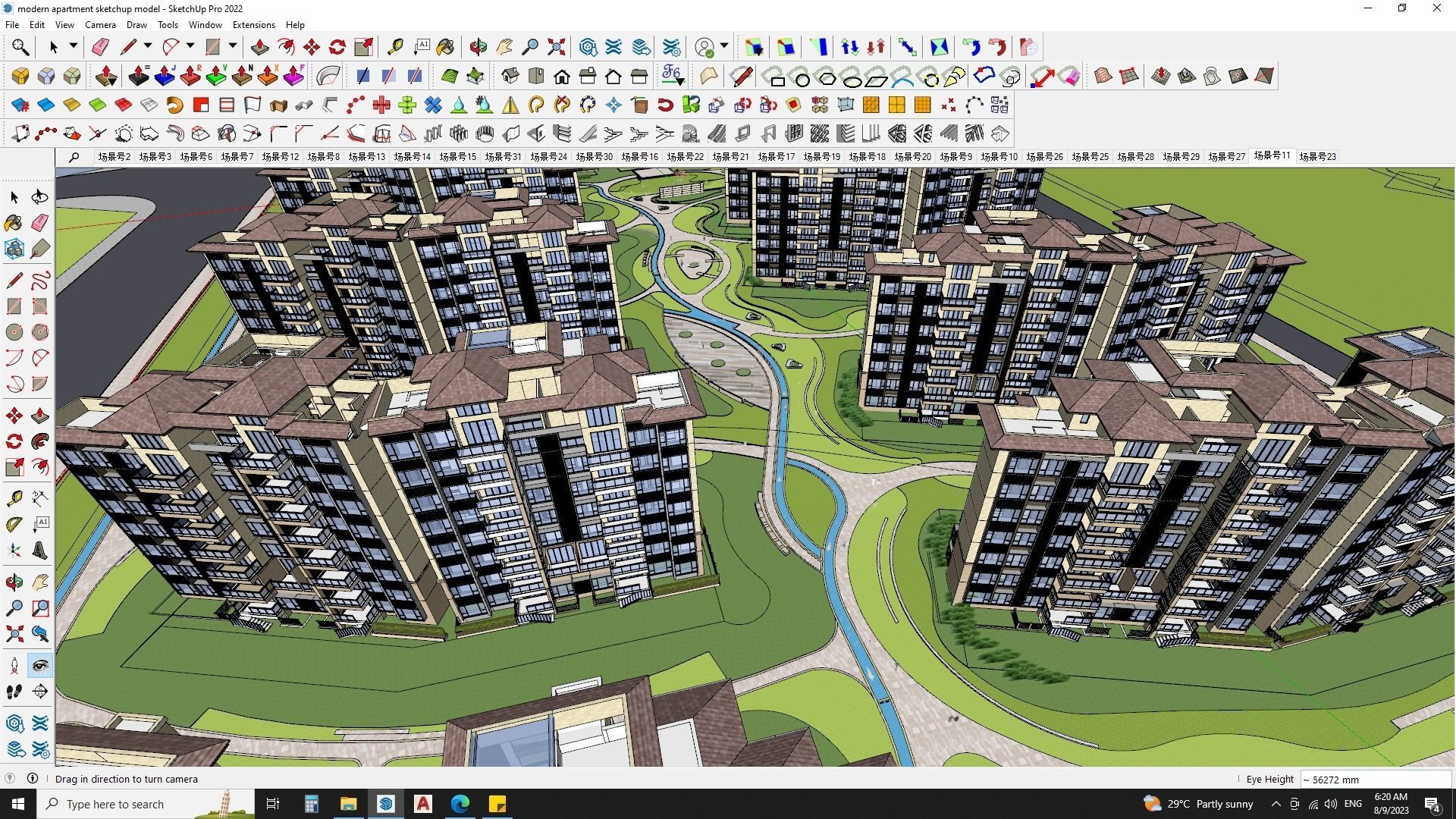 16 APARTMENT BUILDINGS AROUND LANDSCAPE 3D MODEL 3D model_14