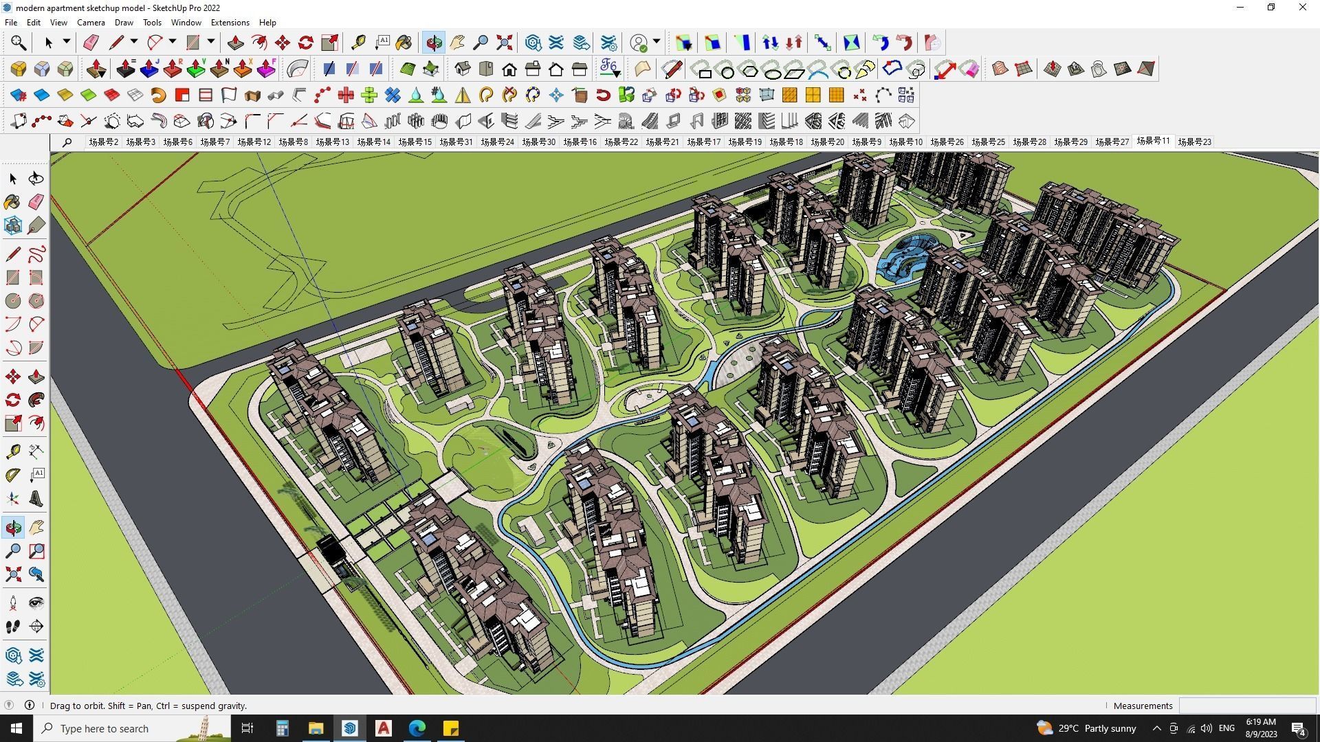 16 APARTMENT BUILDINGS AROUND LANDSCAPE 3D MODEL 3D model_19