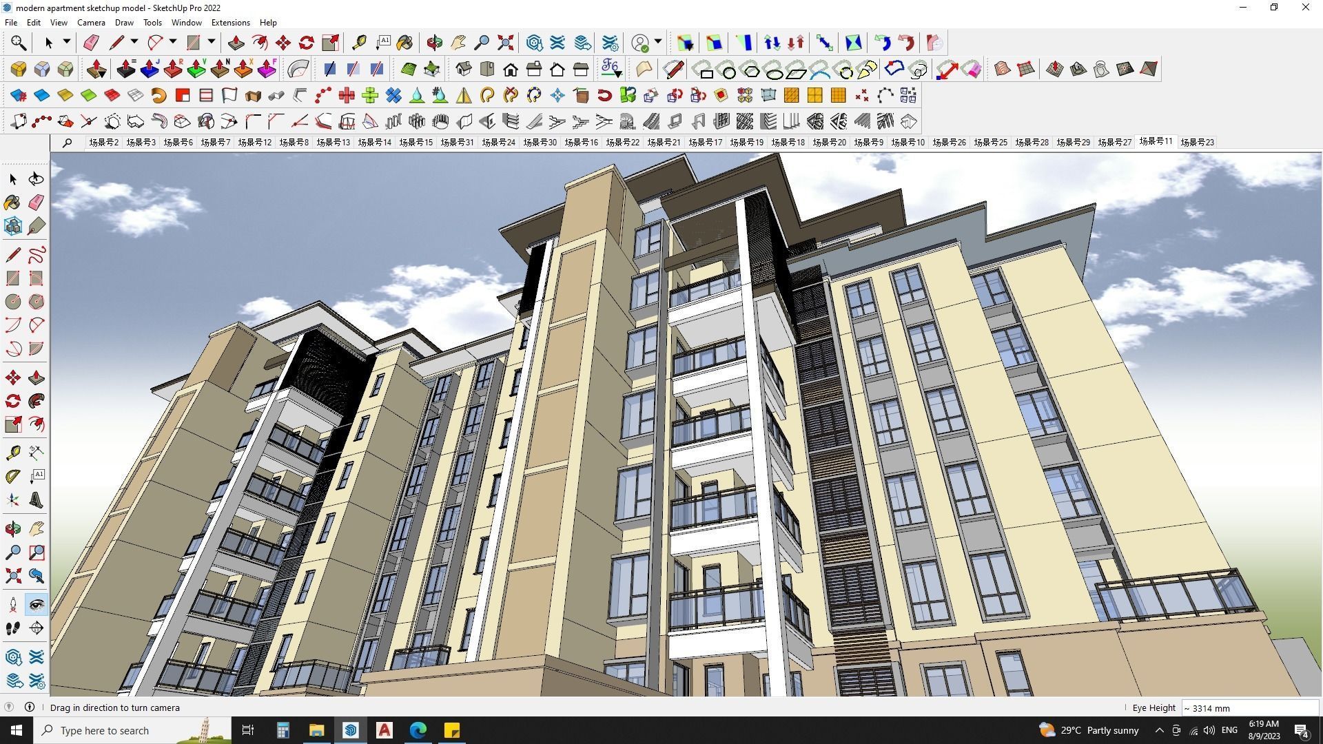 16 APARTMENT BUILDINGS AROUND LANDSCAPE 3D MODEL 3D model_2
