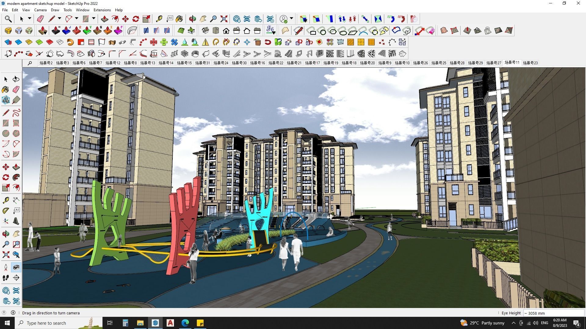 16 APARTMENT BUILDINGS AROUND LANDSCAPE 3D MODEL 3D model_8