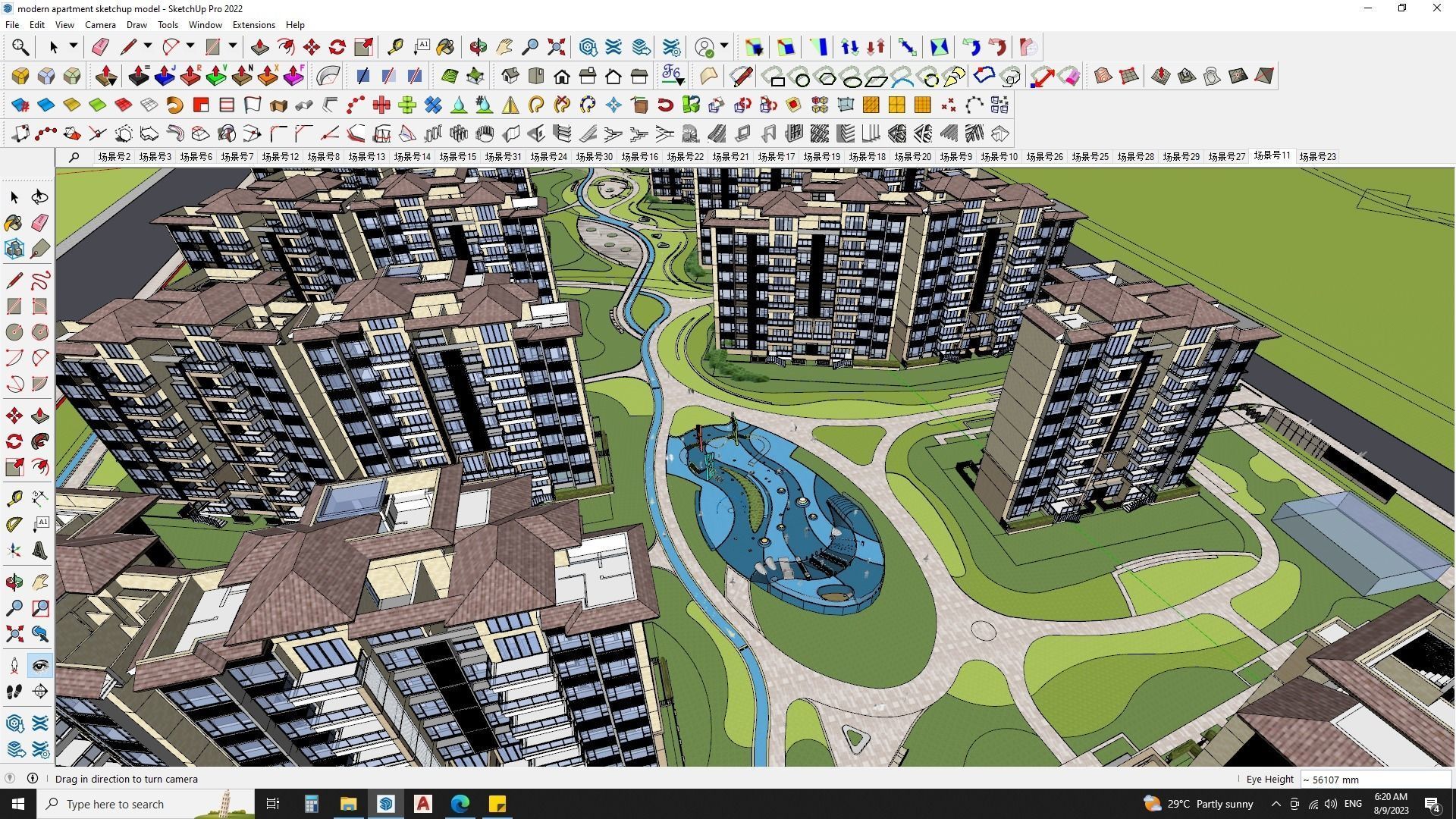 16 APARTMENT BUILDINGS AROUND LANDSCAPE 3D MODEL 3D model_13
