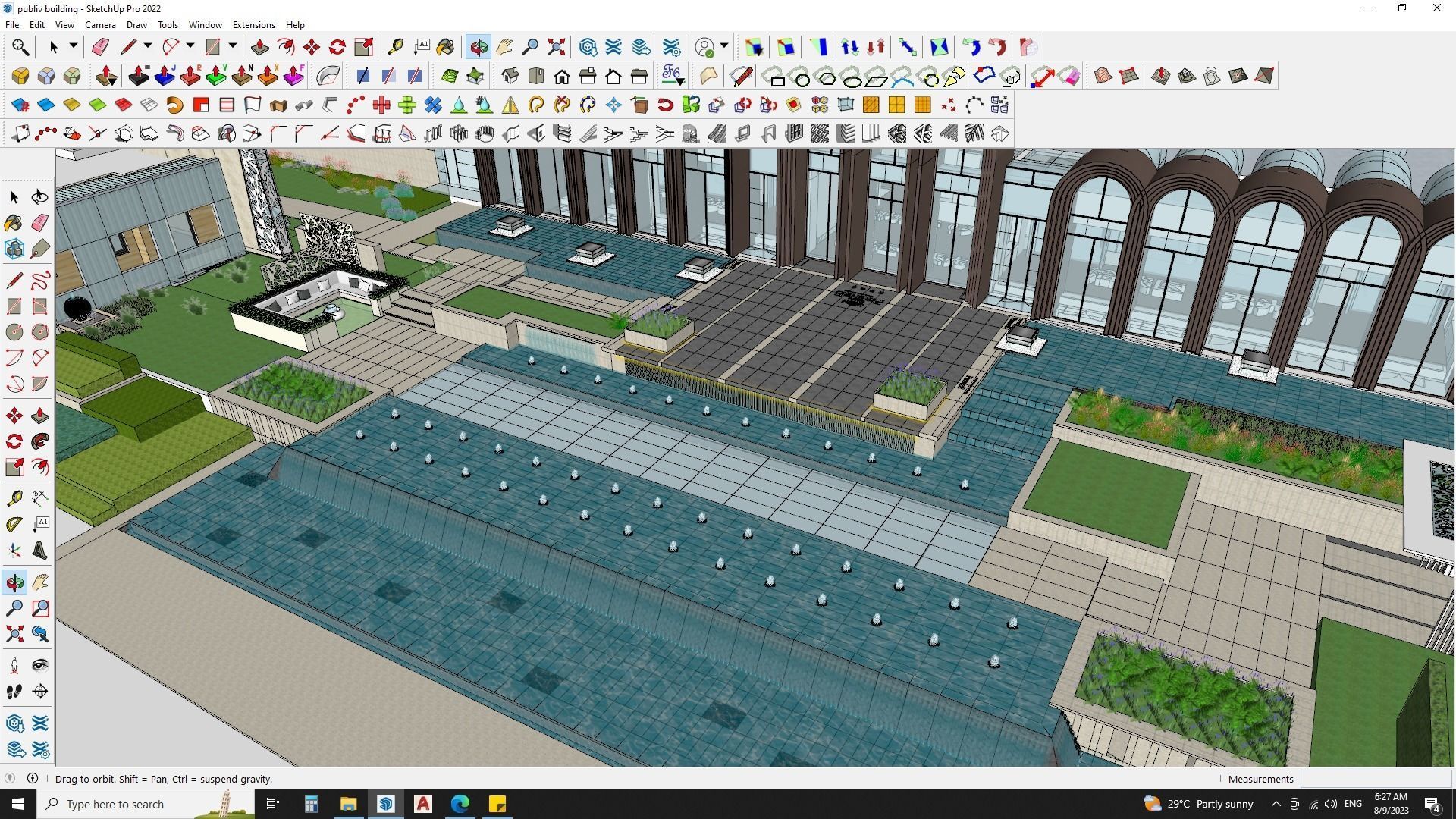 3D architecture model of university library building 3D model_3