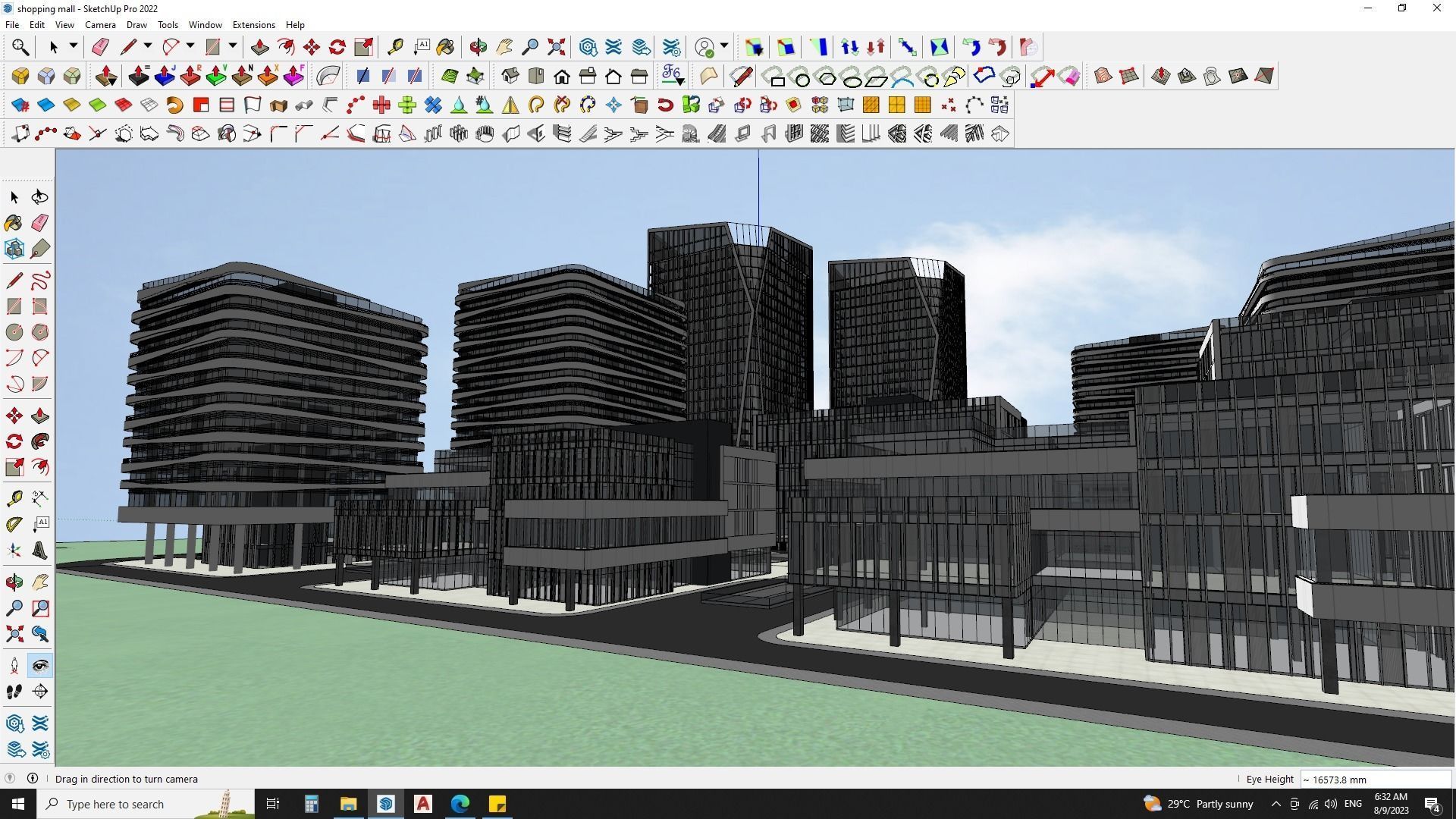 Shopping mall sketchup model with highrise skyscrapper 3D model_7