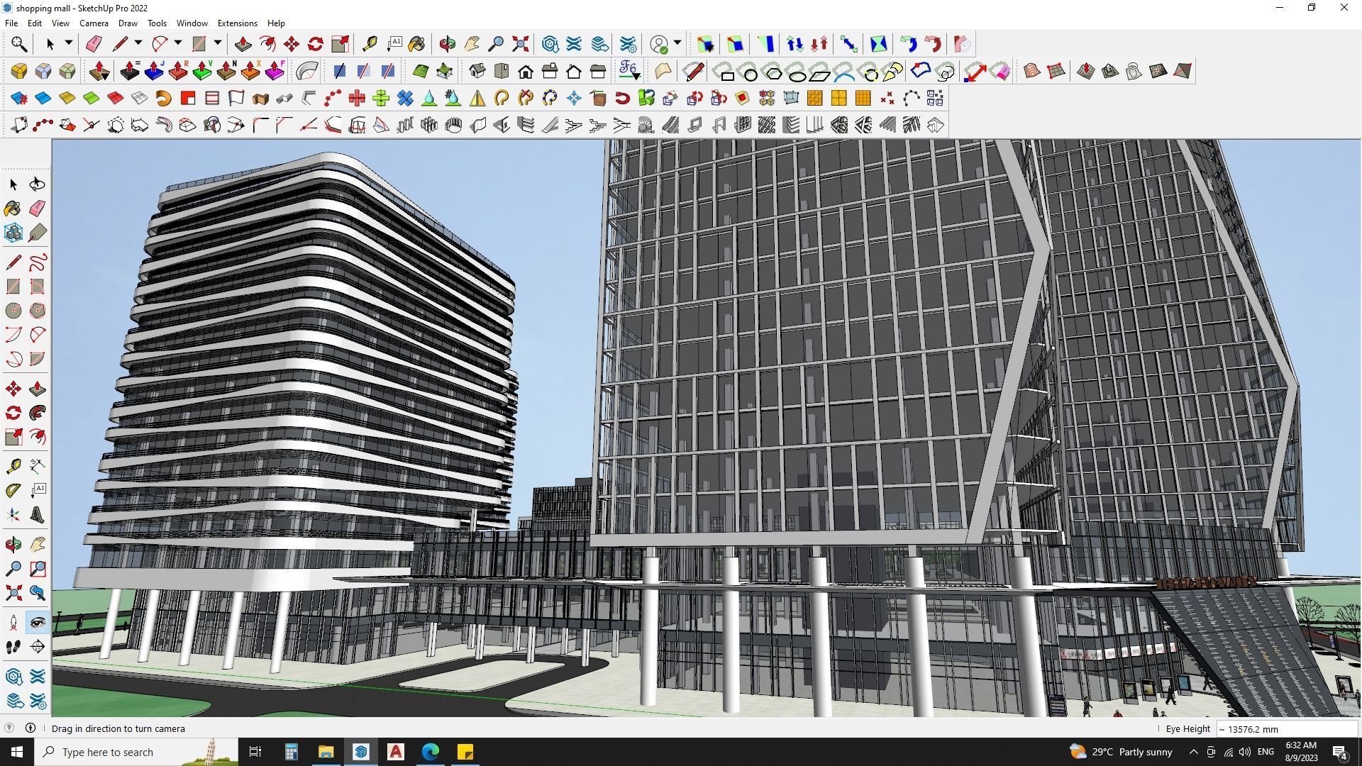 Shopping mall sketchup model with highrise skyscrapper 3D model_28