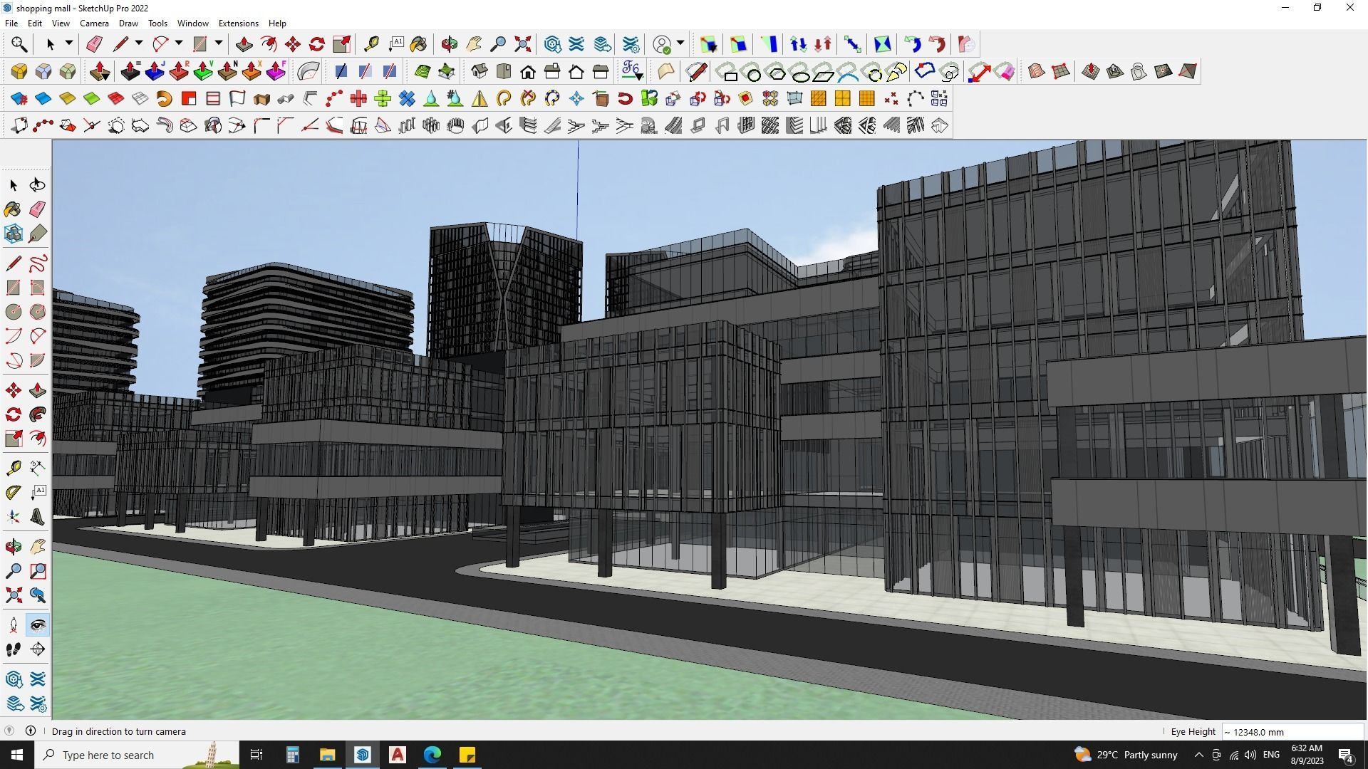 Shopping mall sketchup model with highrise skyscrapper 3D model_6