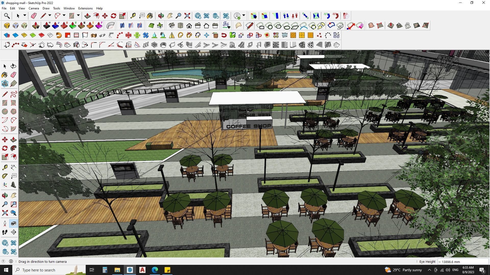 Shopping mall sketchup model with highrise skyscrapper 3D model_14