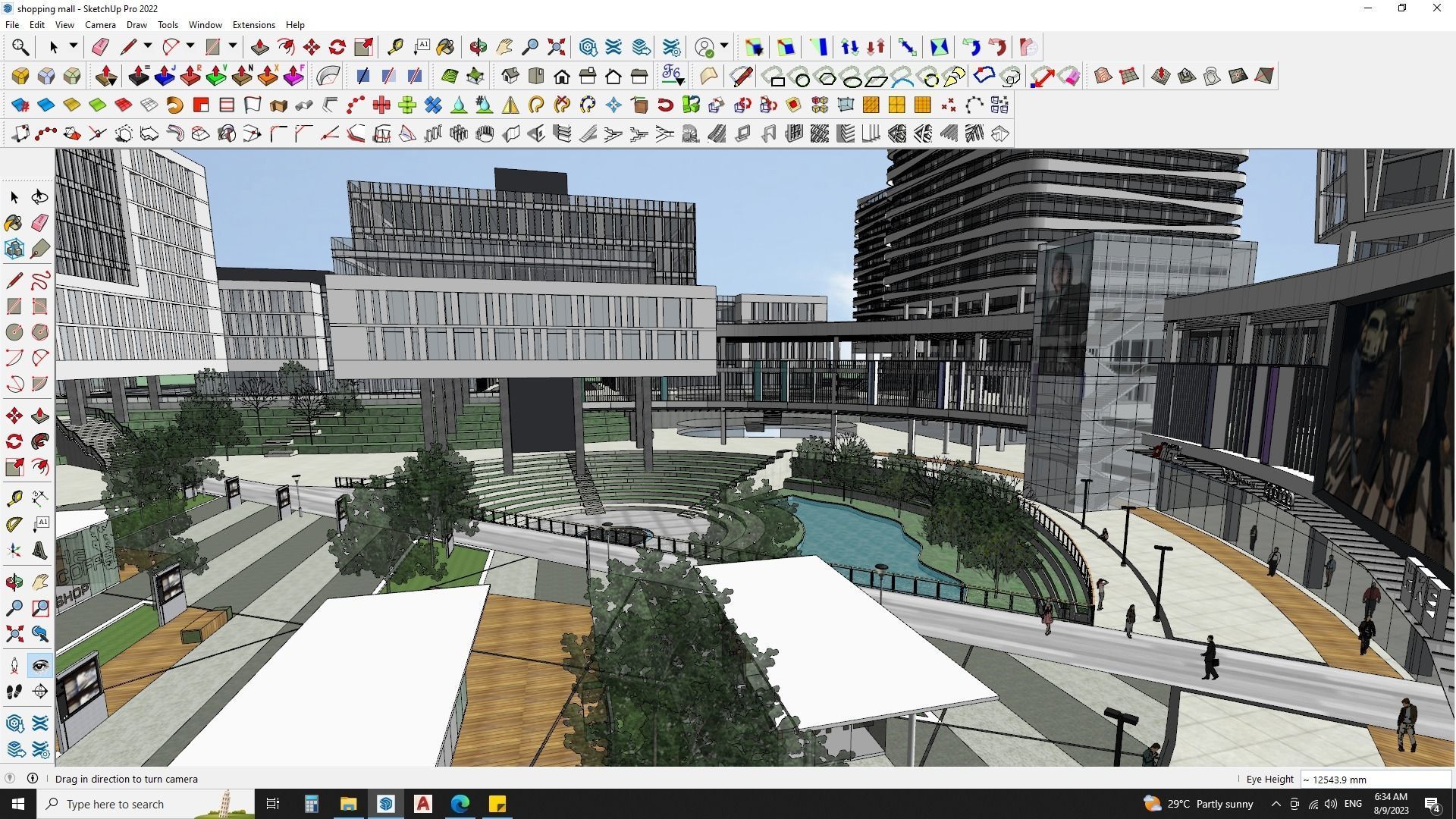 Shopping mall sketchup model with highrise skyscrapper 3D model_20