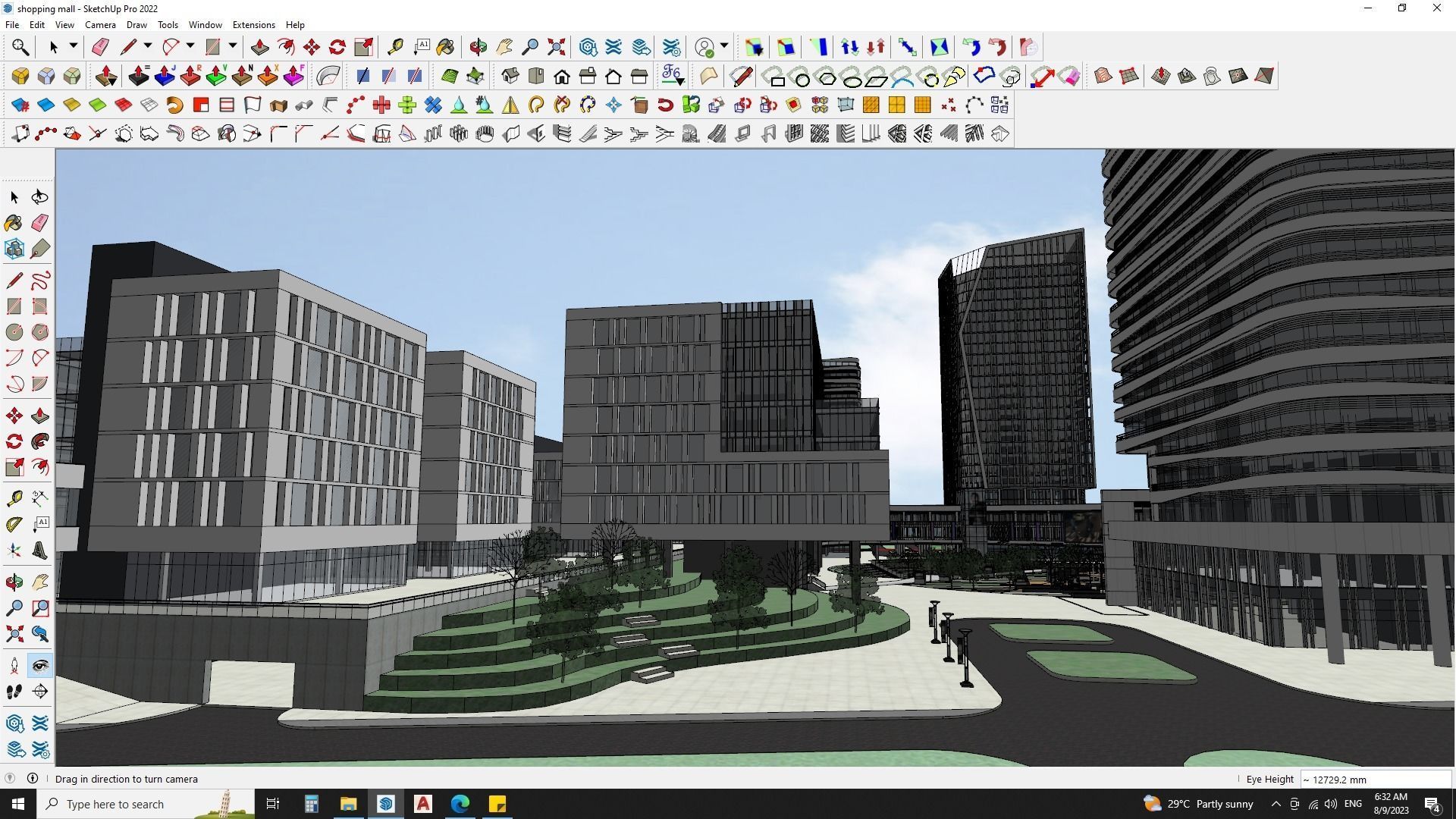 Shopping mall sketchup model with highrise skyscrapper 3D model_4