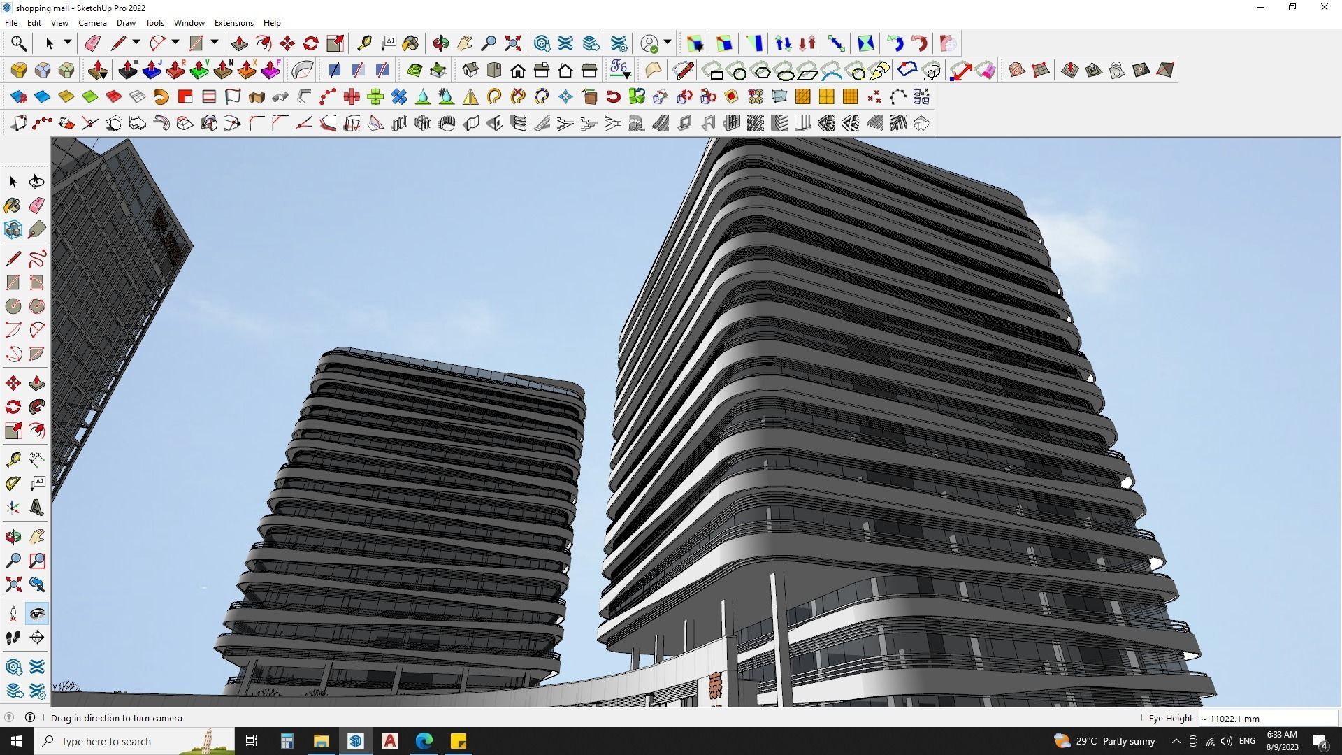 Shopping mall sketchup model with highrise skyscrapper 3D model_17