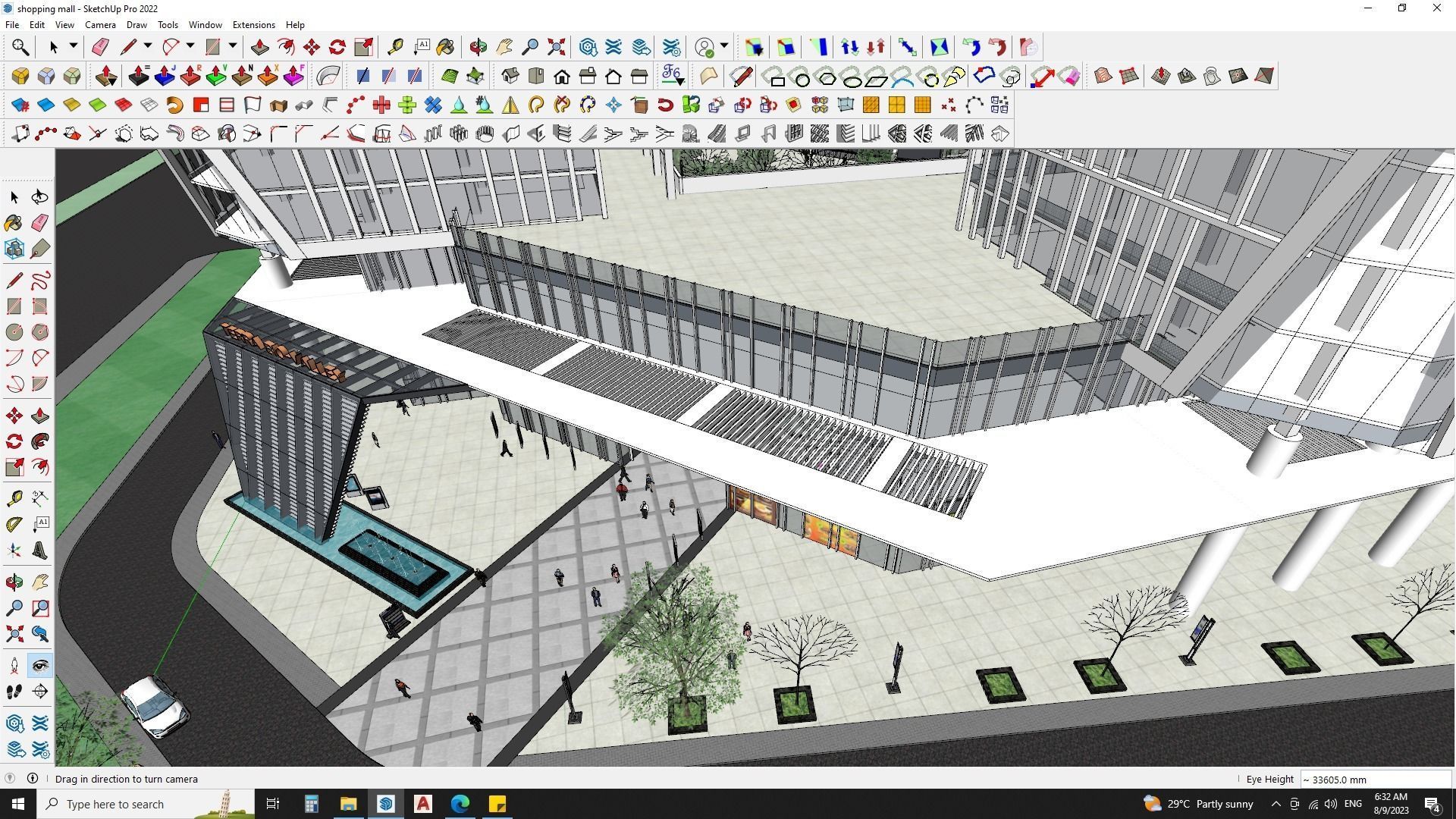 Shopping mall sketchup model with highrise skyscrapper 3D model_25
