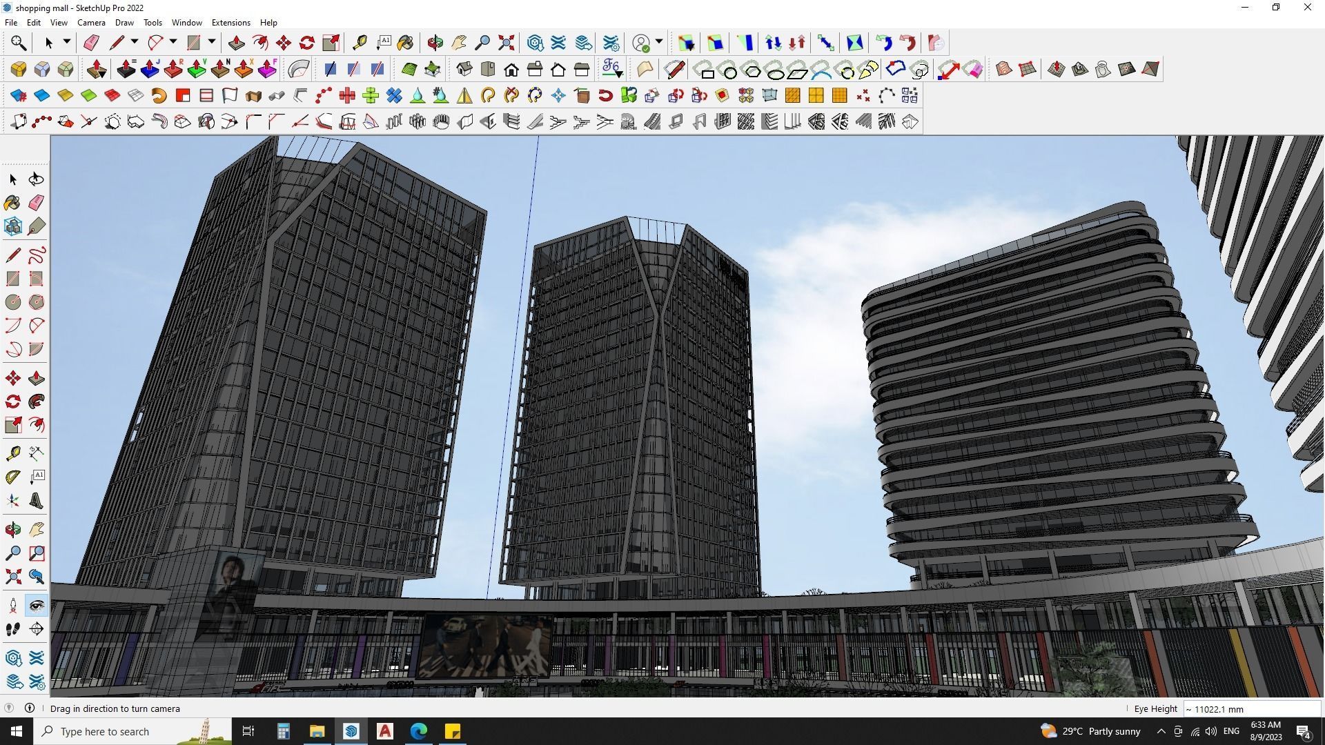 Shopping mall sketchup model with highrise skyscrapper 3D model_16