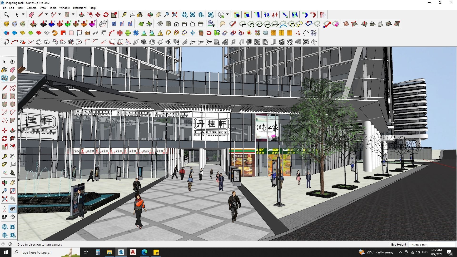 Shopping mall sketchup model with highrise skyscrapper 3D model_24