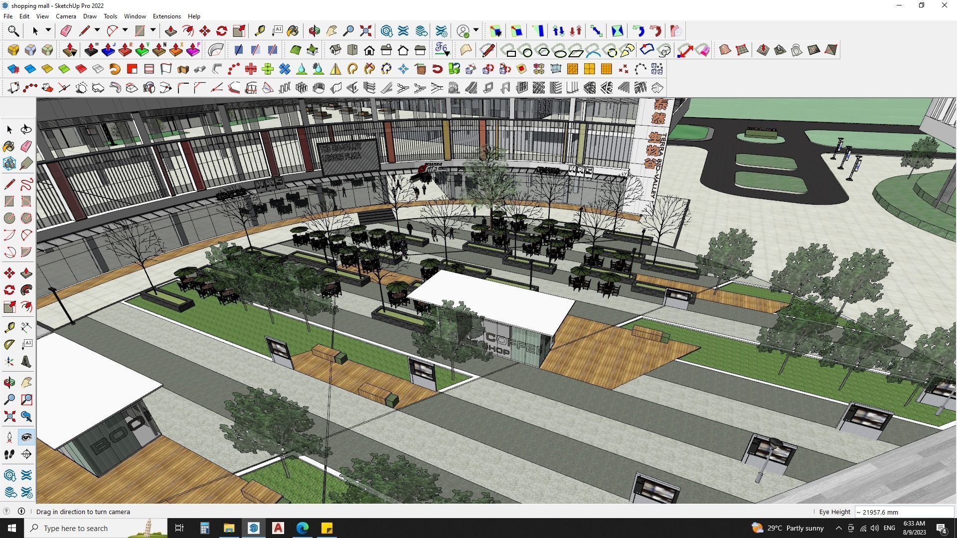 Shopping mall sketchup model with highrise skyscrapper 3D model_13