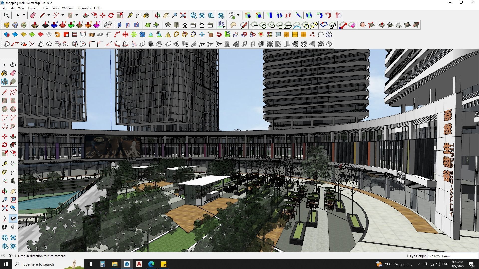 Shopping mall sketchup model with highrise skyscrapper 3D model_15