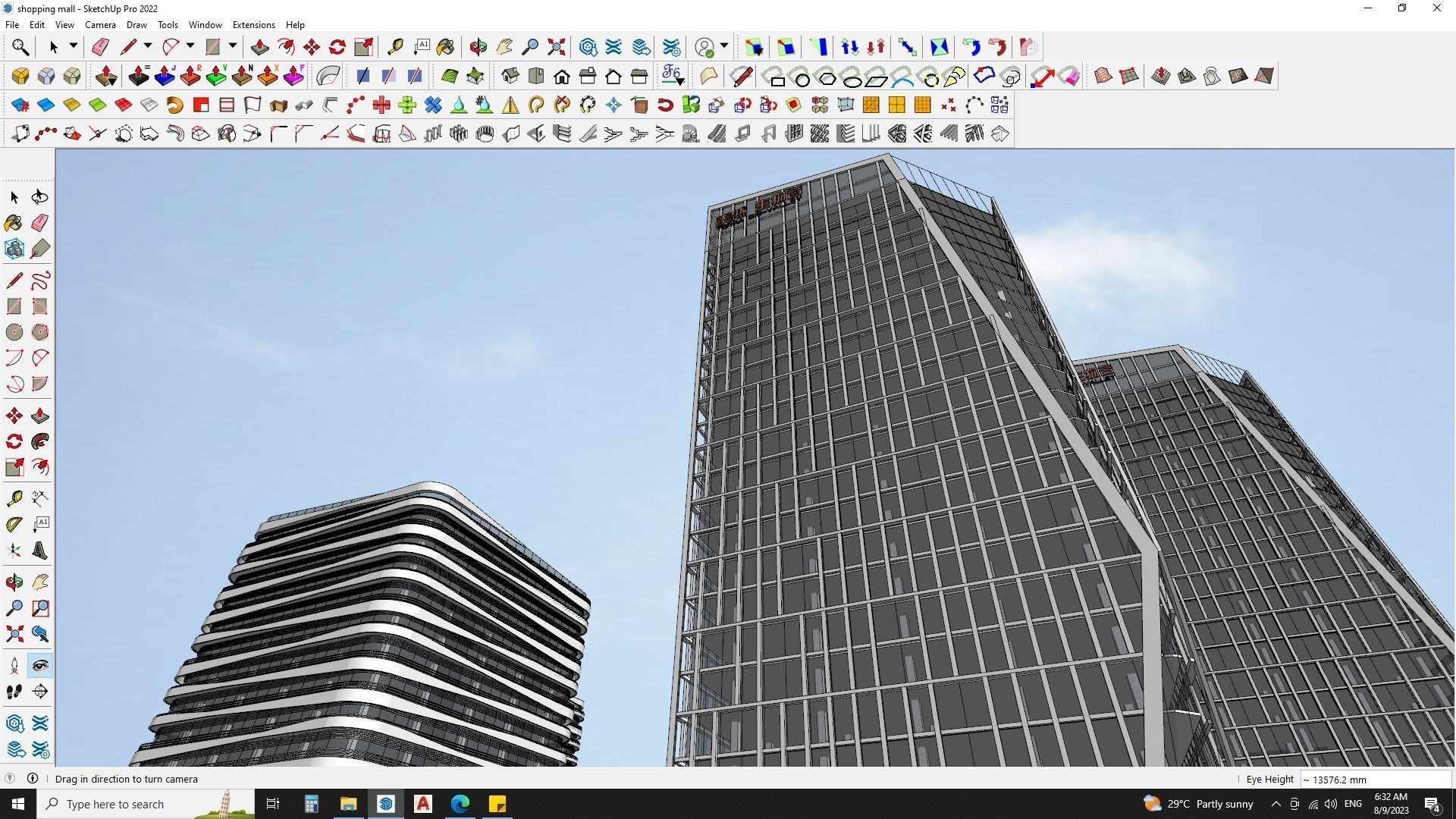 Shopping mall sketchup model with highrise skyscrapper 3D model_2