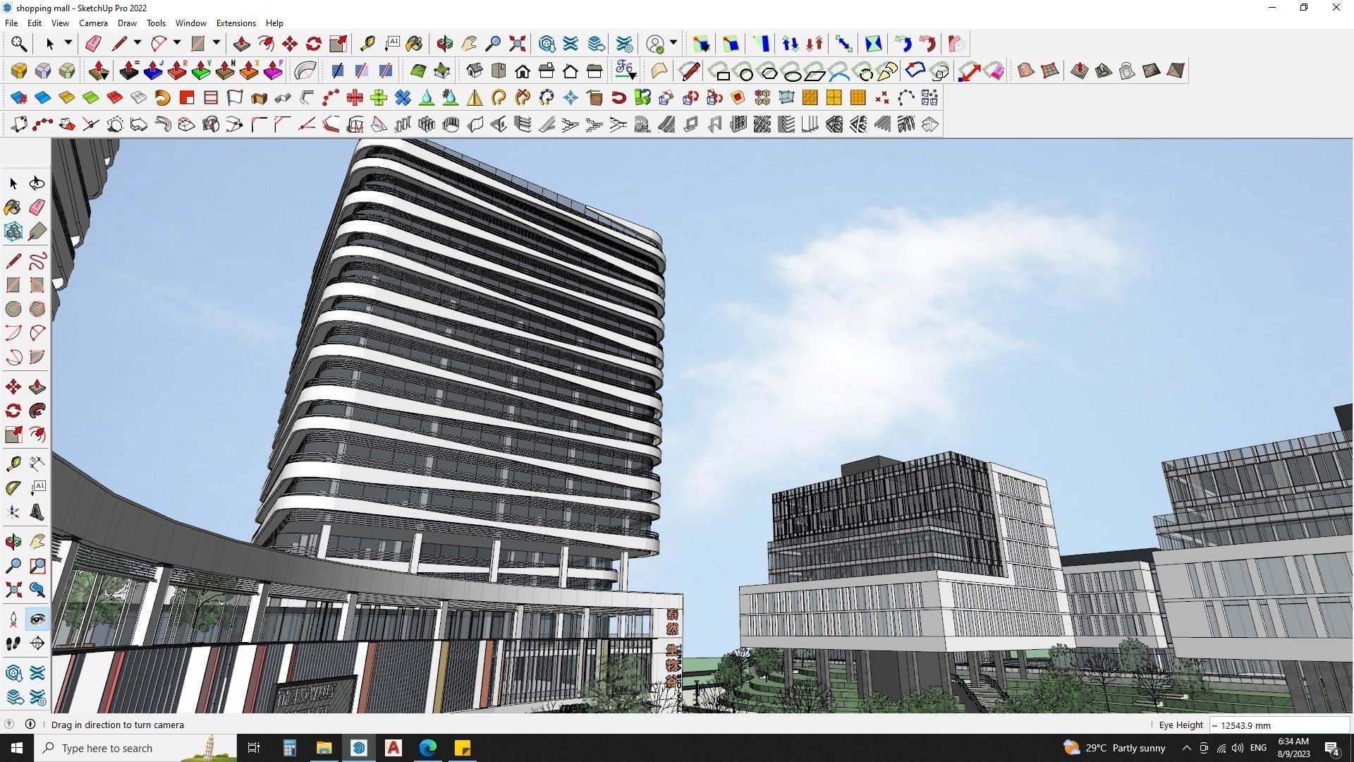 Shopping mall sketchup model with highrise skyscrapper 3D model_1