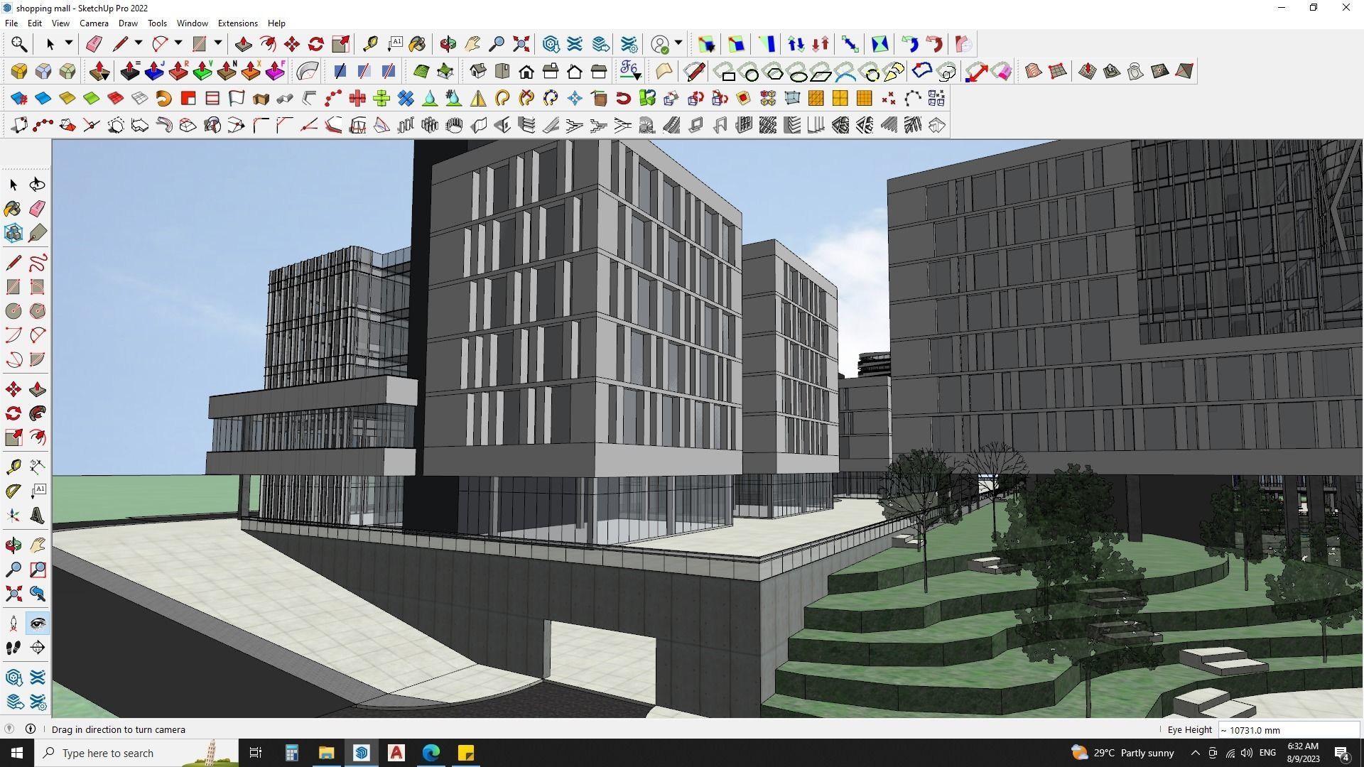 Shopping mall sketchup model with highrise skyscrapper 3D model_5