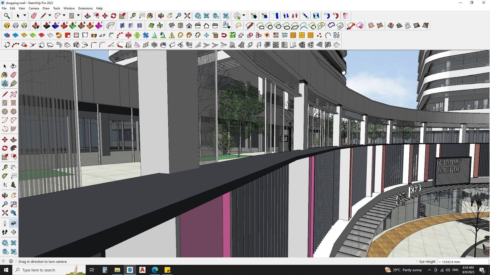 Shopping mall sketchup model with highrise skyscrapper 3D model_11