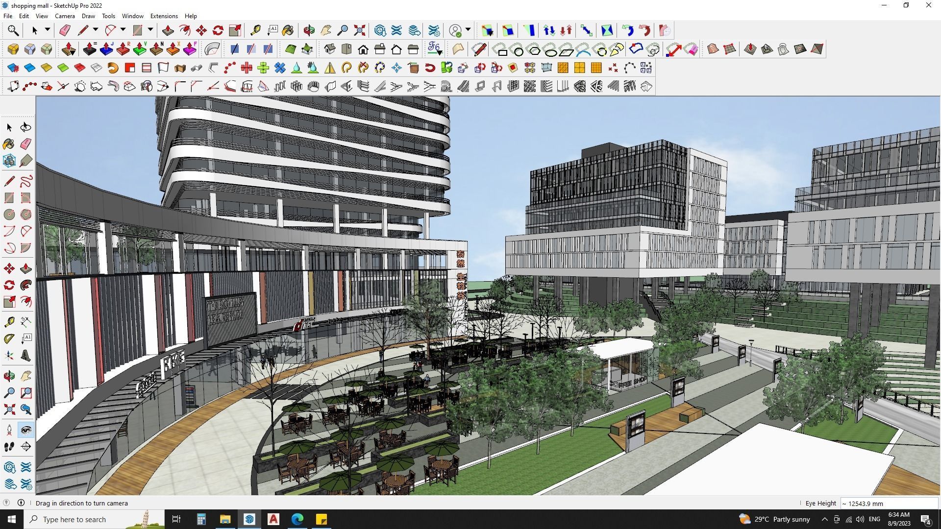 Shopping mall sketchup model with highrise skyscrapper 3D model_21