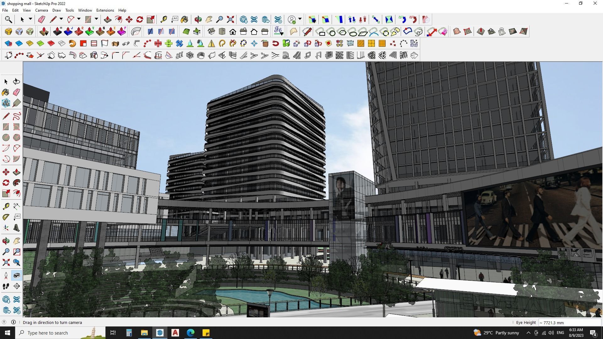 Shopping mall sketchup model with highrise skyscrapper 3D model_19