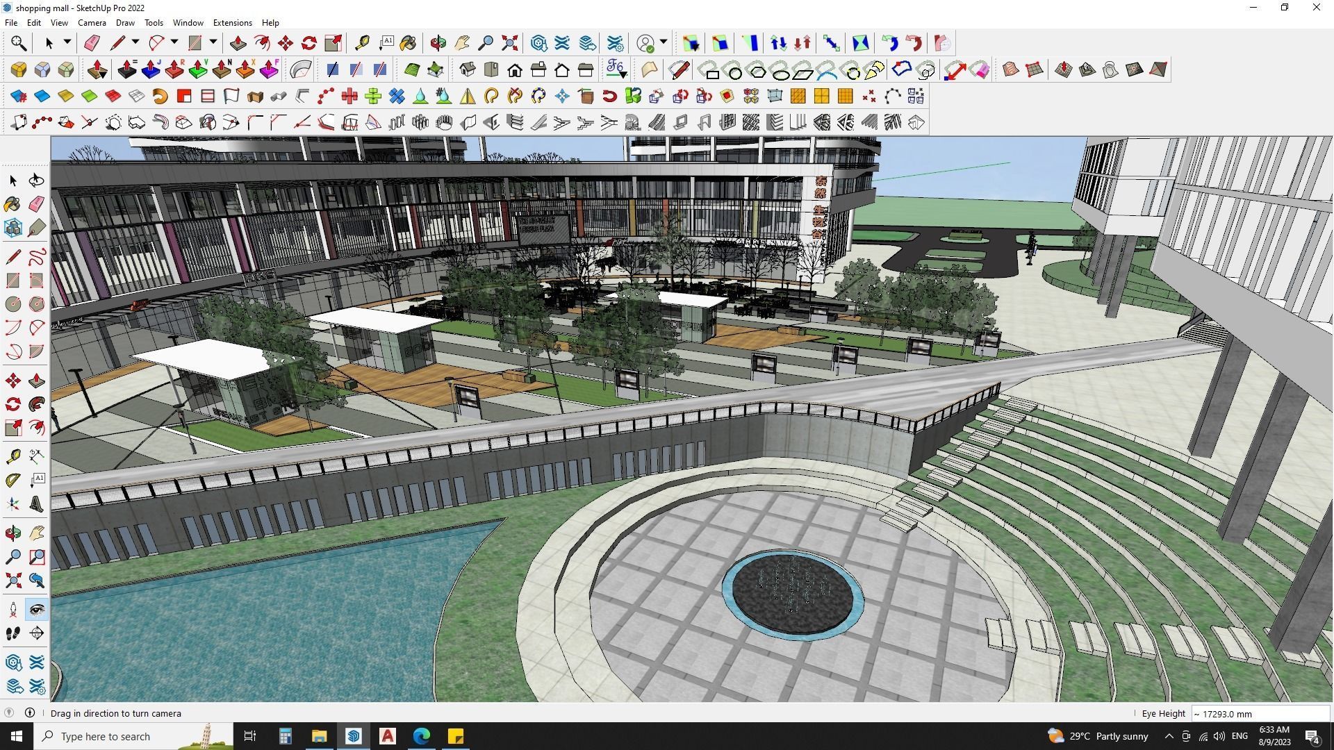 Shopping mall sketchup model with highrise skyscrapper 3D model_12