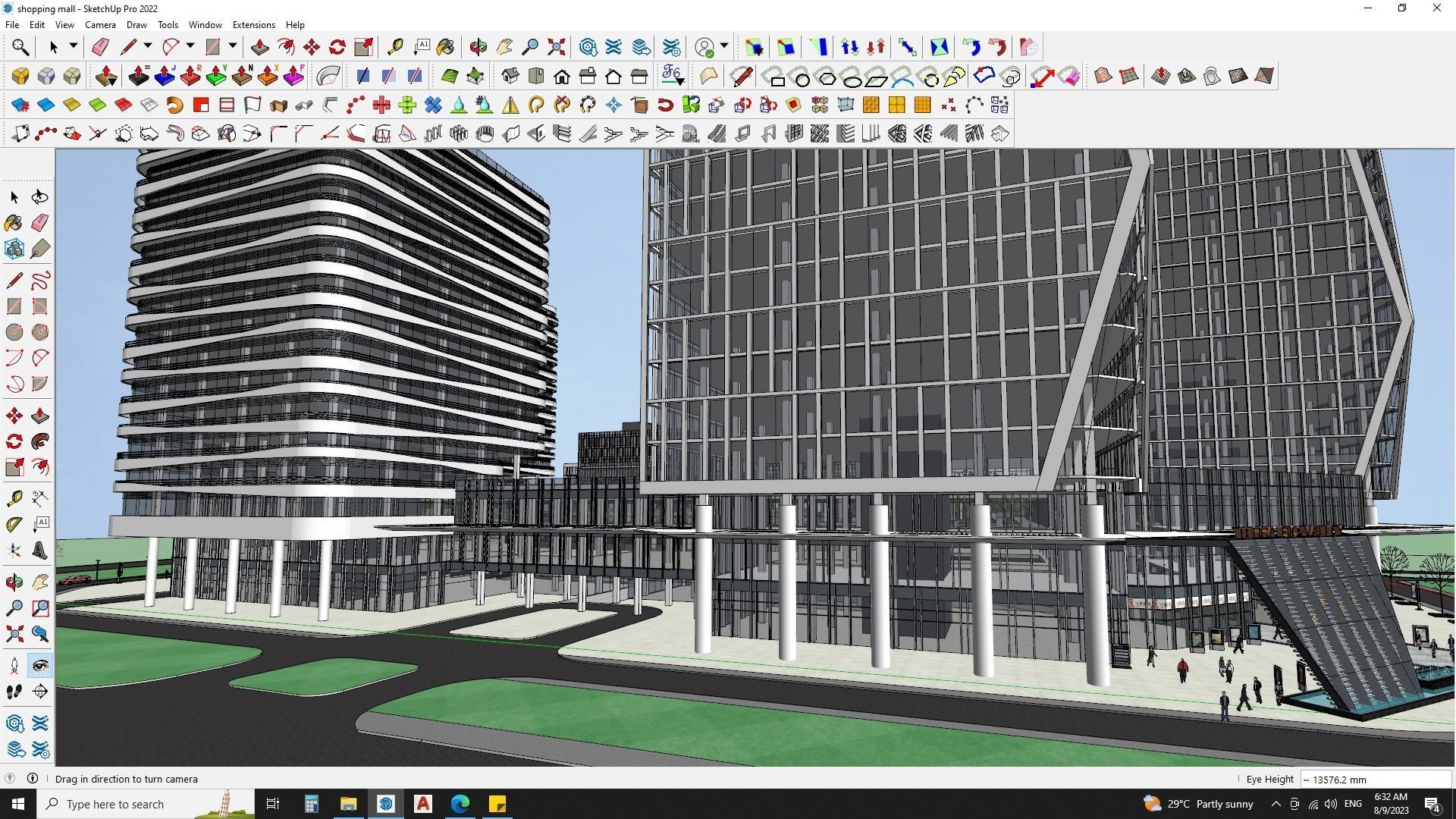 Shopping mall sketchup model with highrise skyscrapper 3D model_27