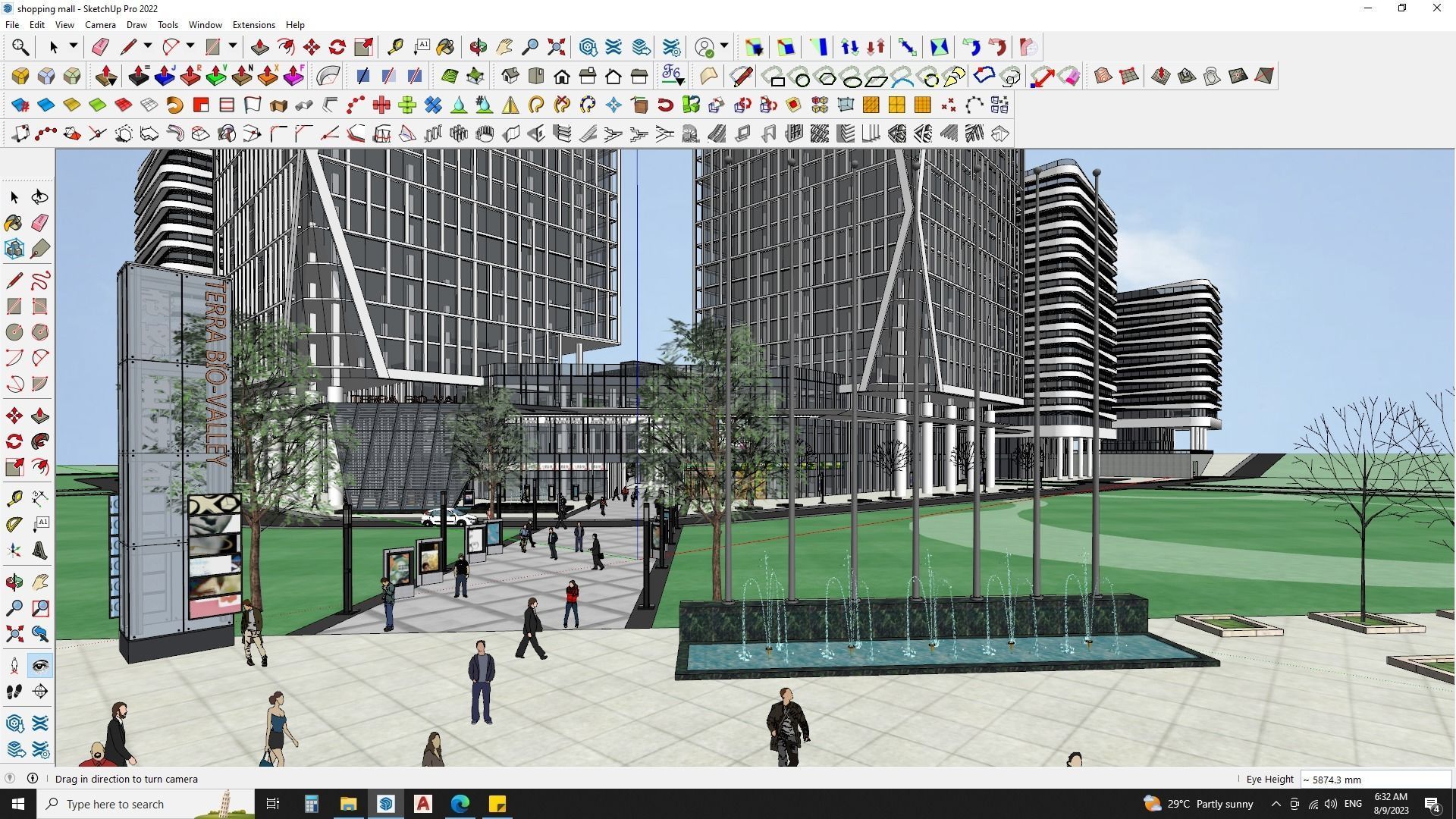Shopping mall sketchup model with highrise skyscrapper 3D model_26